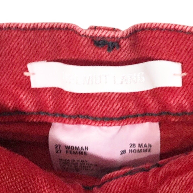 Helmut Lang Red High Waisted Femme Hi Spikes Jeans Red 27 26” Womens
