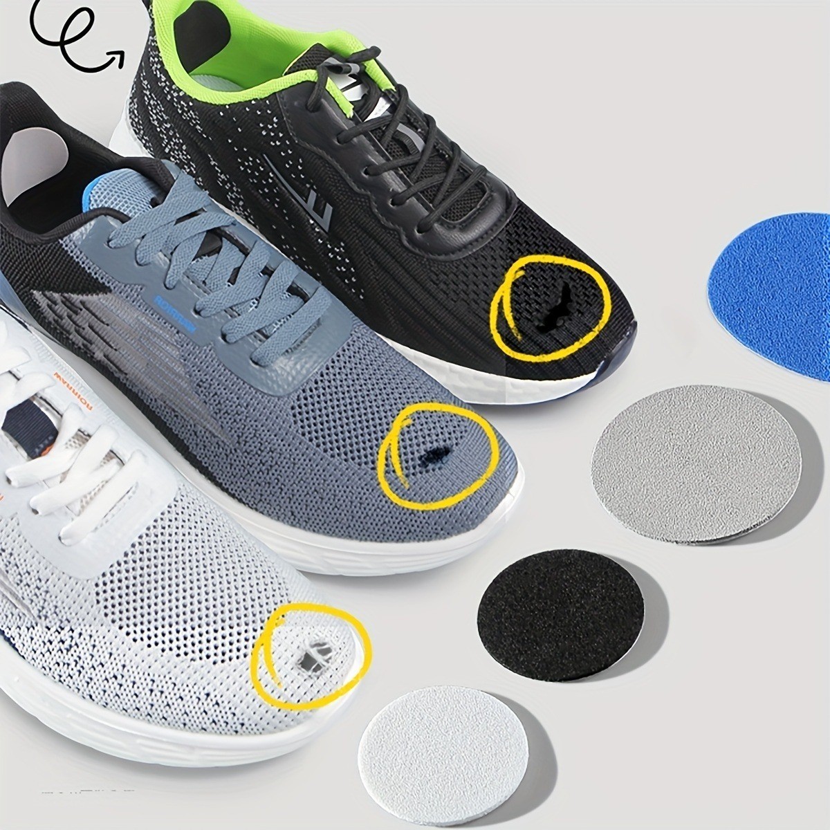 6 Pcs Self-Adhesive Shoe Patches Strong Waterproof Repair for Holes Fabric Mesh