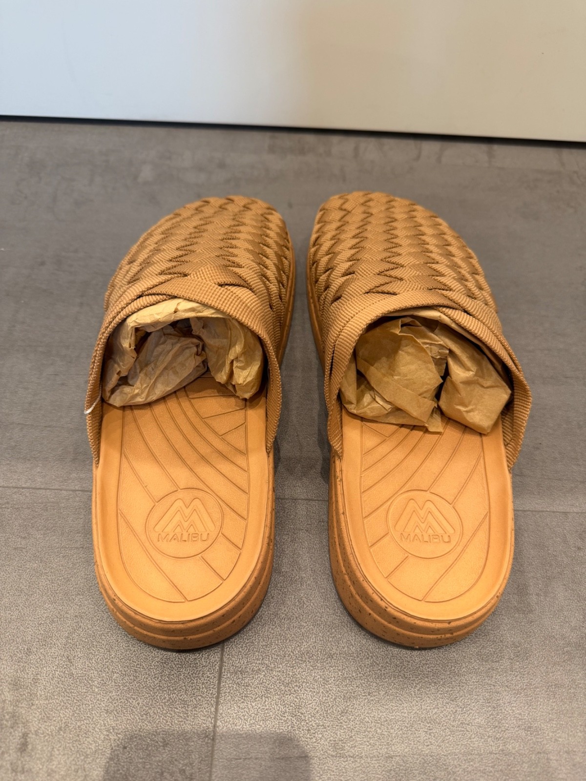 Men’s Malibu Sandals Colony Nylon EVA Rubber Woven Sandal Tan / Tan (Brand New)