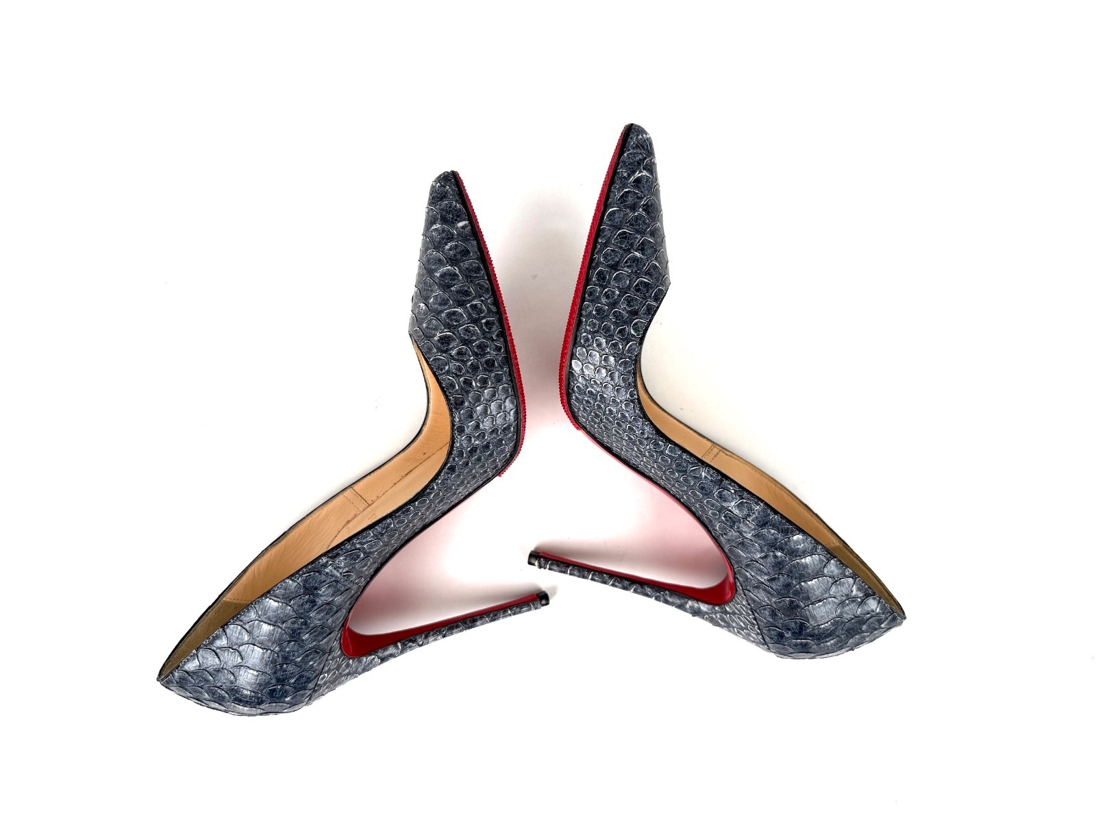 Christian Louboutin So Kate 120mm Dark Gray Python Snakeskin Pump Heels 38
