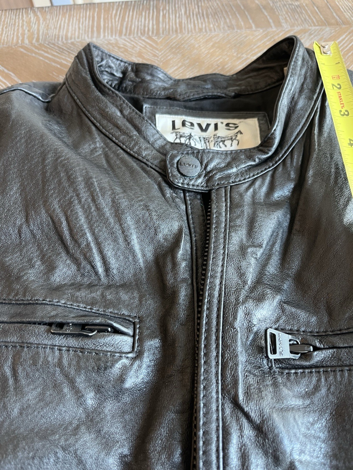 Levi’s Men’s Black Biker Jacket Full Zip Genuine Leather