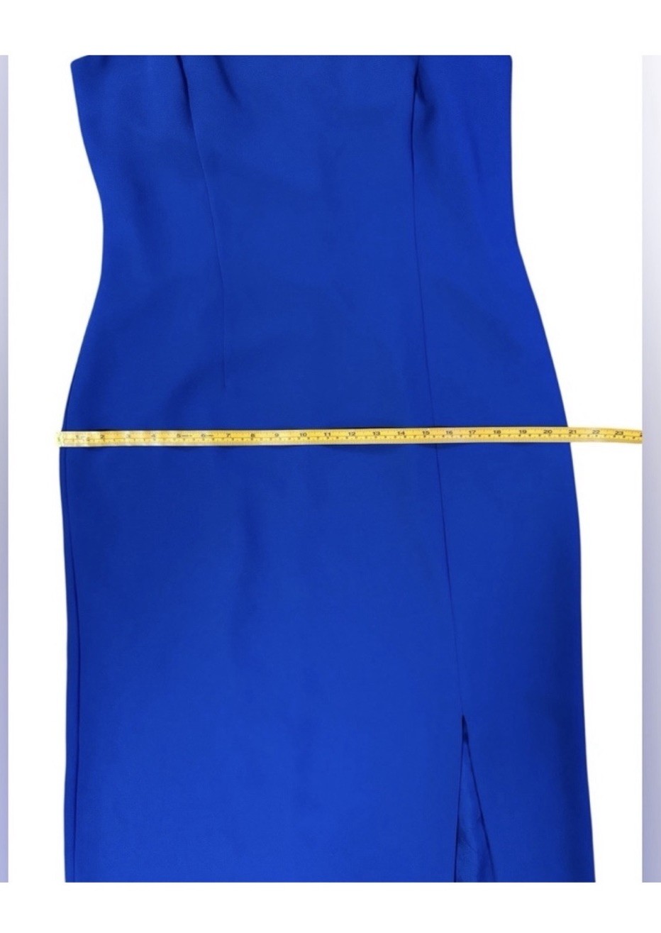 J.R. Nites by Caliendo Blue Maxi Dress Square Neck Lined Side Slit Zip 12