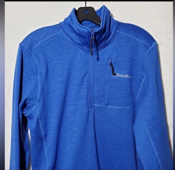 Eddie Bauer Men’s XL Blue 1/4 Zip Fleece Pullover Mock Neck w/ Pockets
