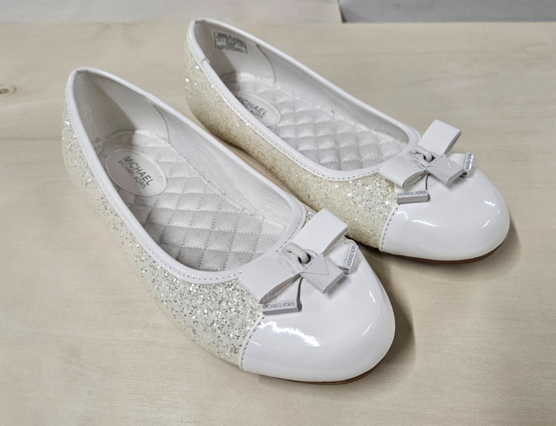 Michael Kors Girls Shoes Size 5 White/Cream Sparkle Ballet Flats