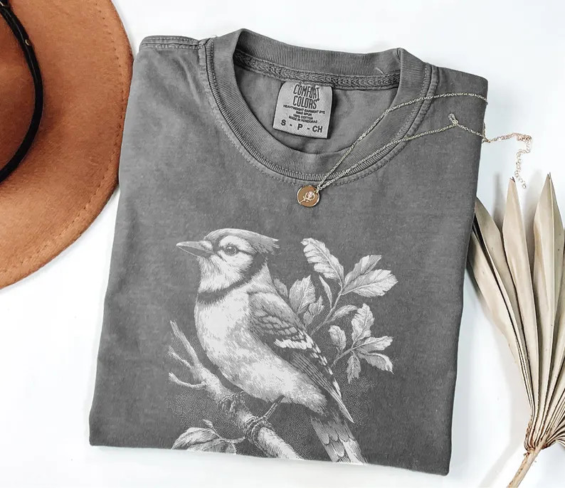 Aesthetic Blue Jay Comfort Tee Birdwatcher Nature Lover Gift