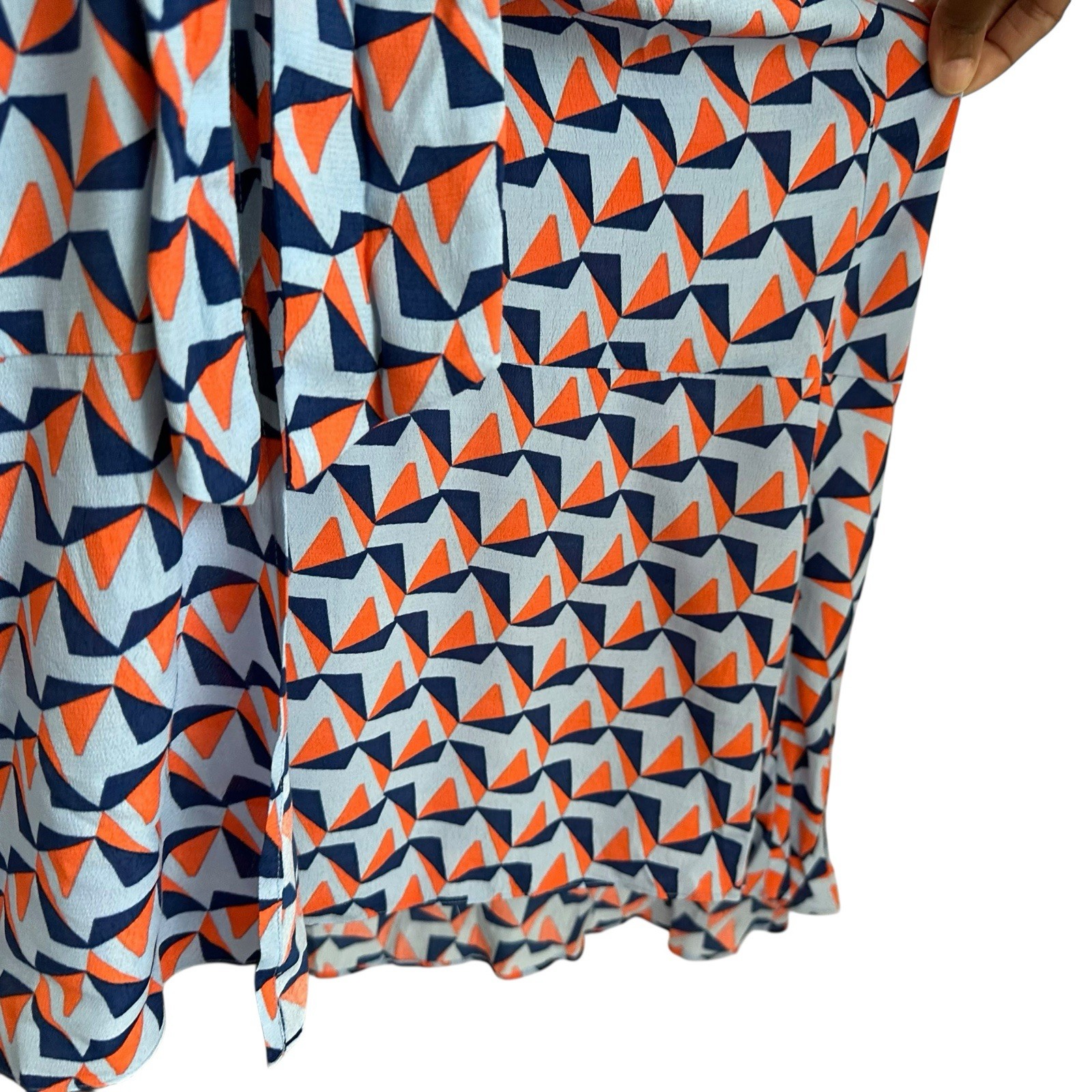 Diane Von Furstenburg Womens Ana Crepé Wrap Dress Sz 8 Geo Print 3/4 Sleeve