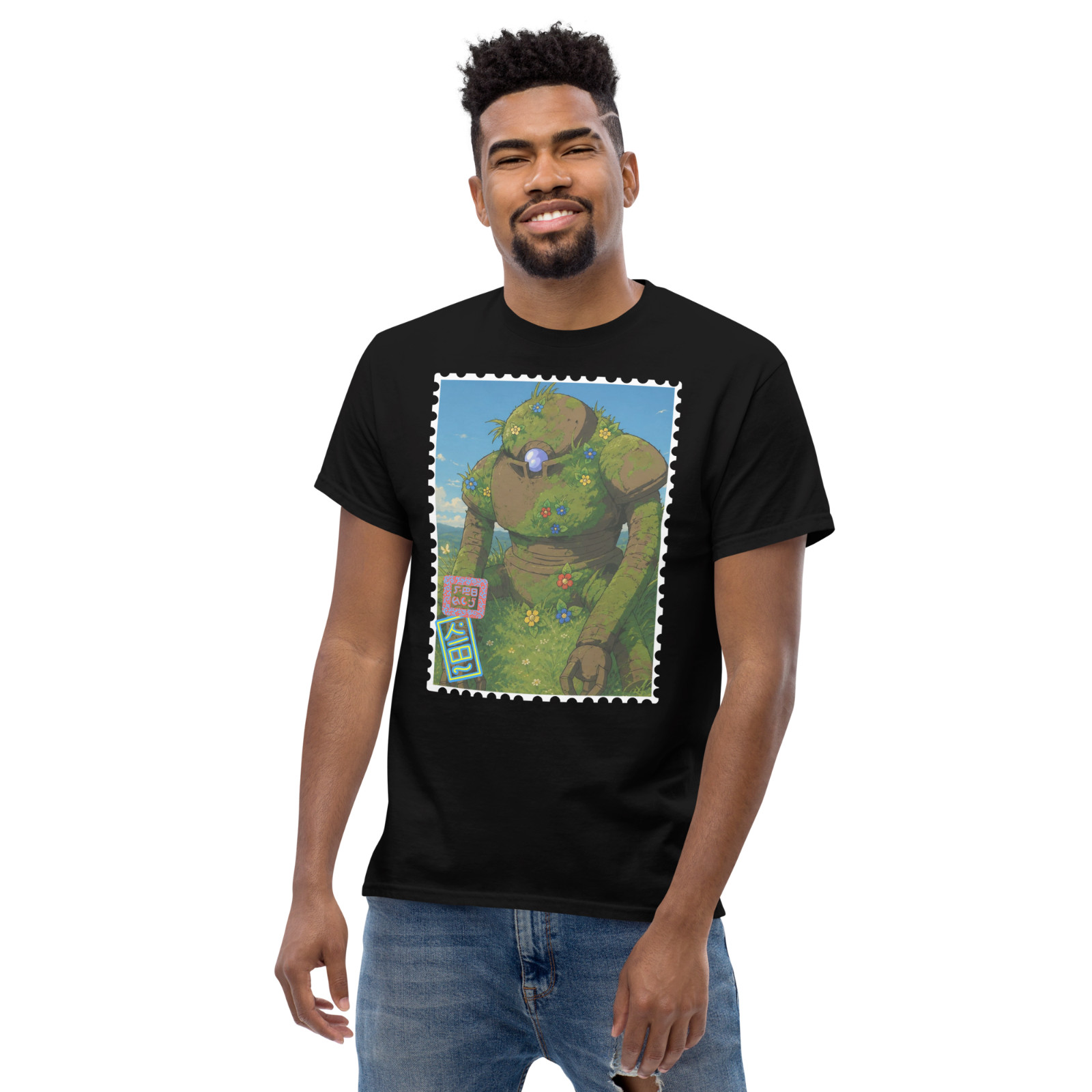 Medieval Fantasy Golem RPG Graphic T-Shirt Vintage Postage Stamp 100% Cotton