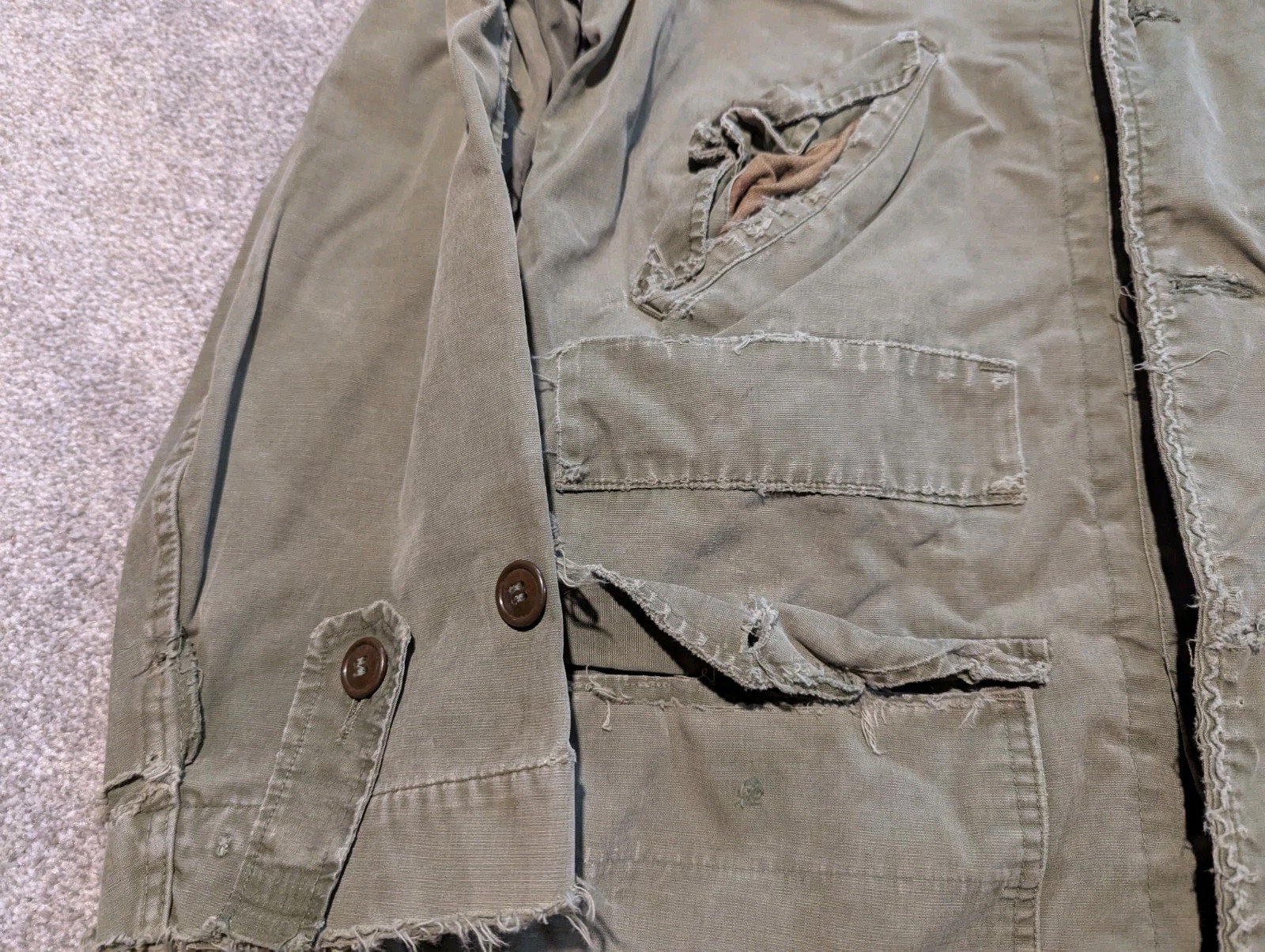 Vintage US Army Jacket Mens Small Green M47 Parka 1950s Korean War Military Coat