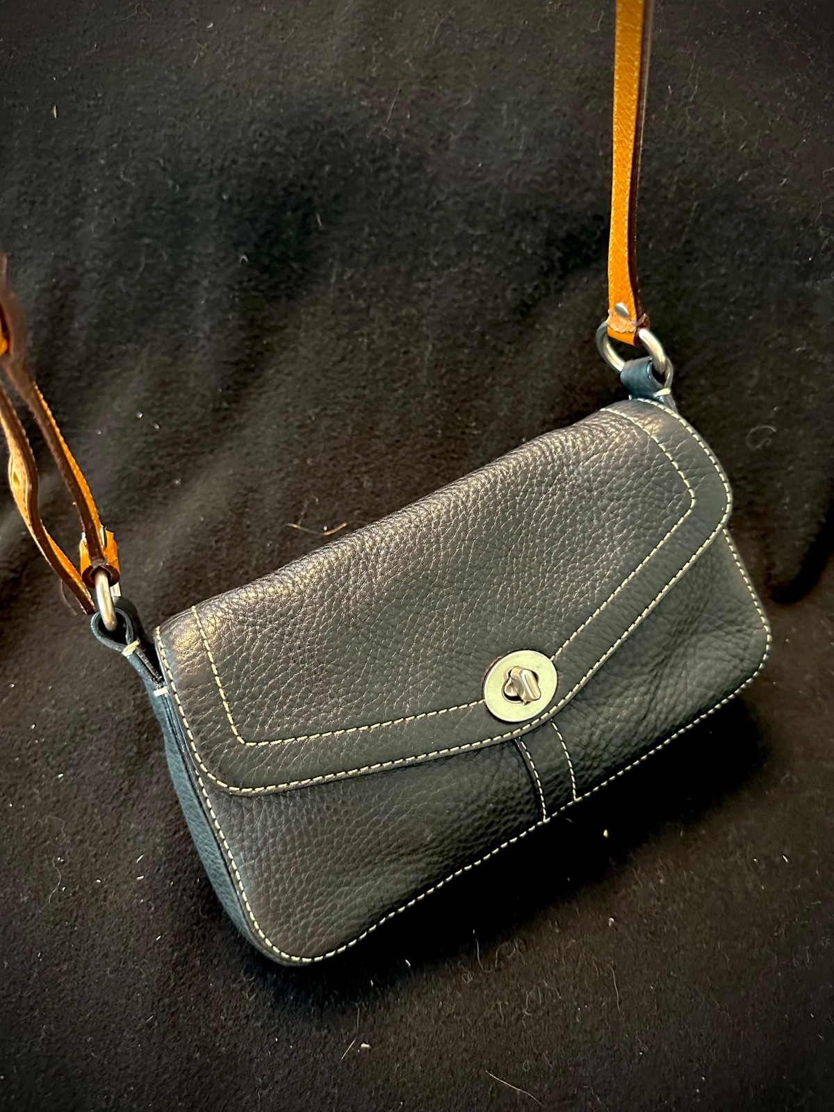 Coach Chelsea Turnlock black pebbled leather crossbody bag