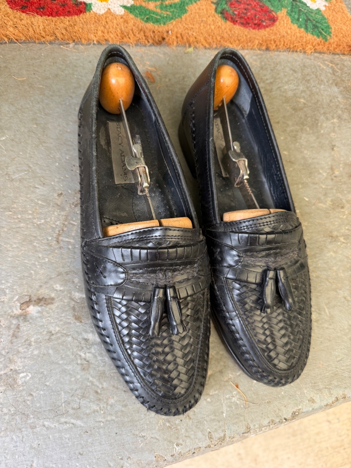 STACY ADAMS® Men’s Black Tasseled Woven Leather Loafers ~ US 10M! ~