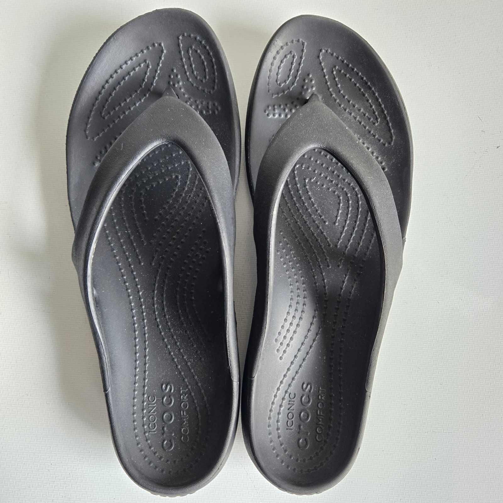 Crocs Kadee II Flip Flops Womens Black Thong Sandals 202492 Size 9