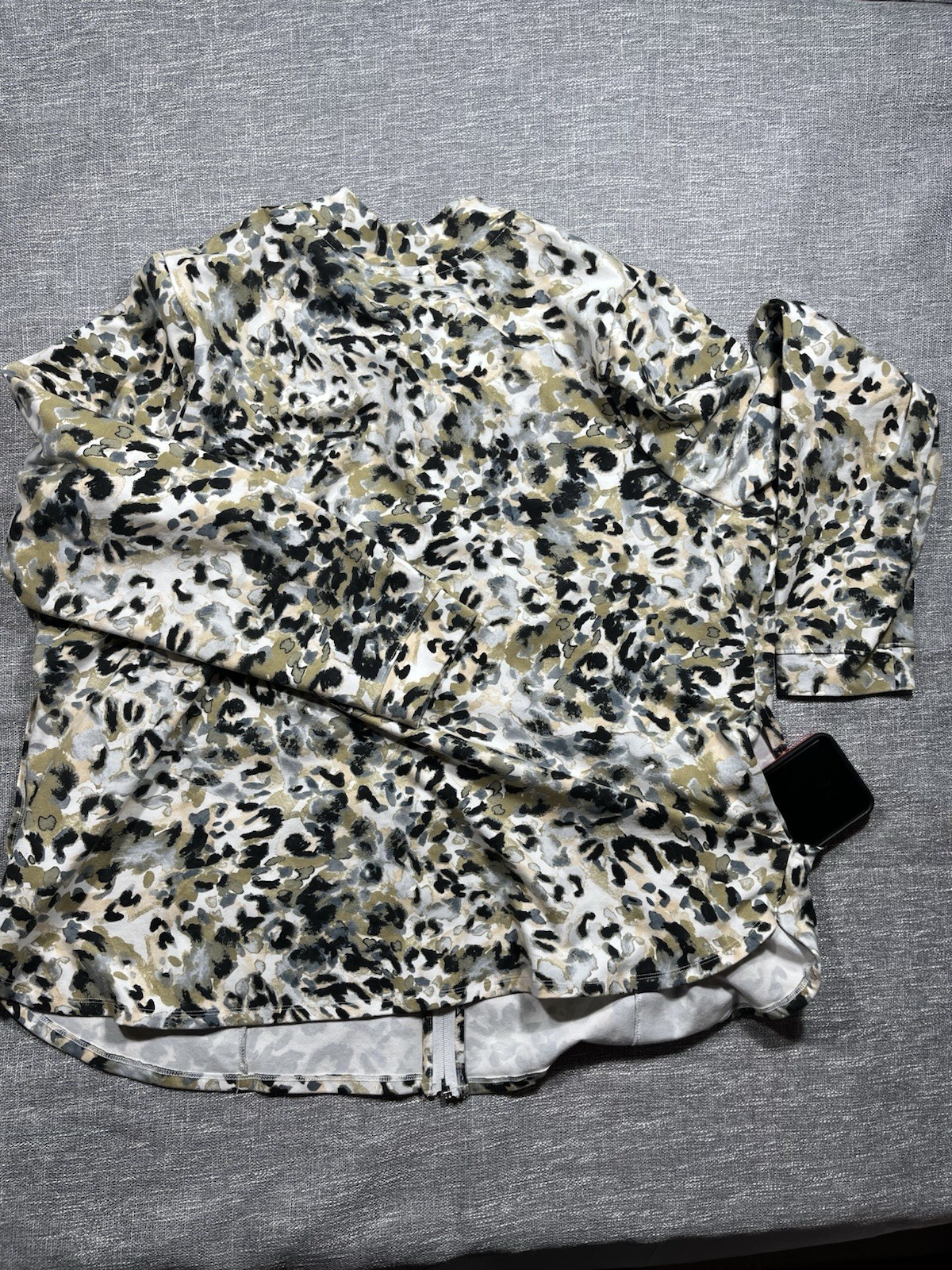 d&co. active Women’s Plus 2X Multicolor Leopard Print Full-Zip Jacket Pockets