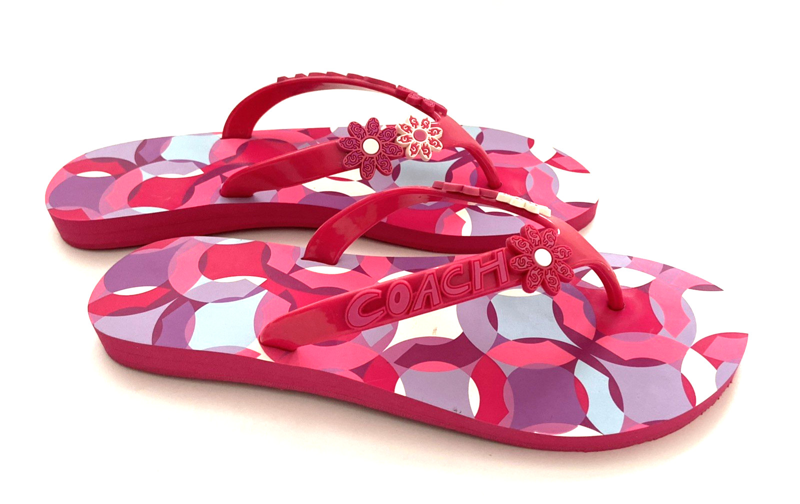 Coach Kerrie Jelly Pink Flowers Flip Flops Thongs Women’s Size 6B NIB