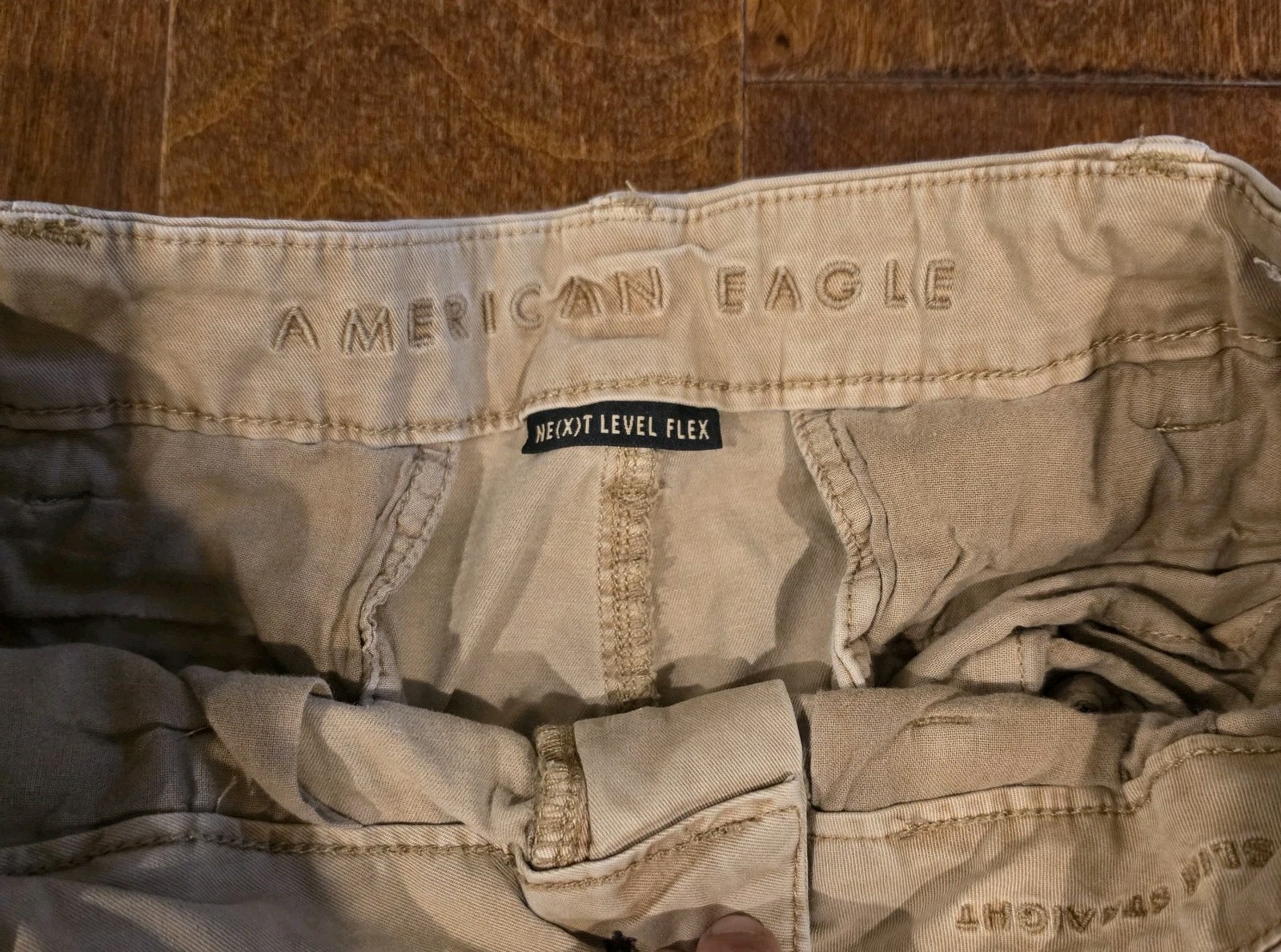 American Eagle Next Level Flex Beige Twill Chino Pants Men’s 32 Waist Slim Fit