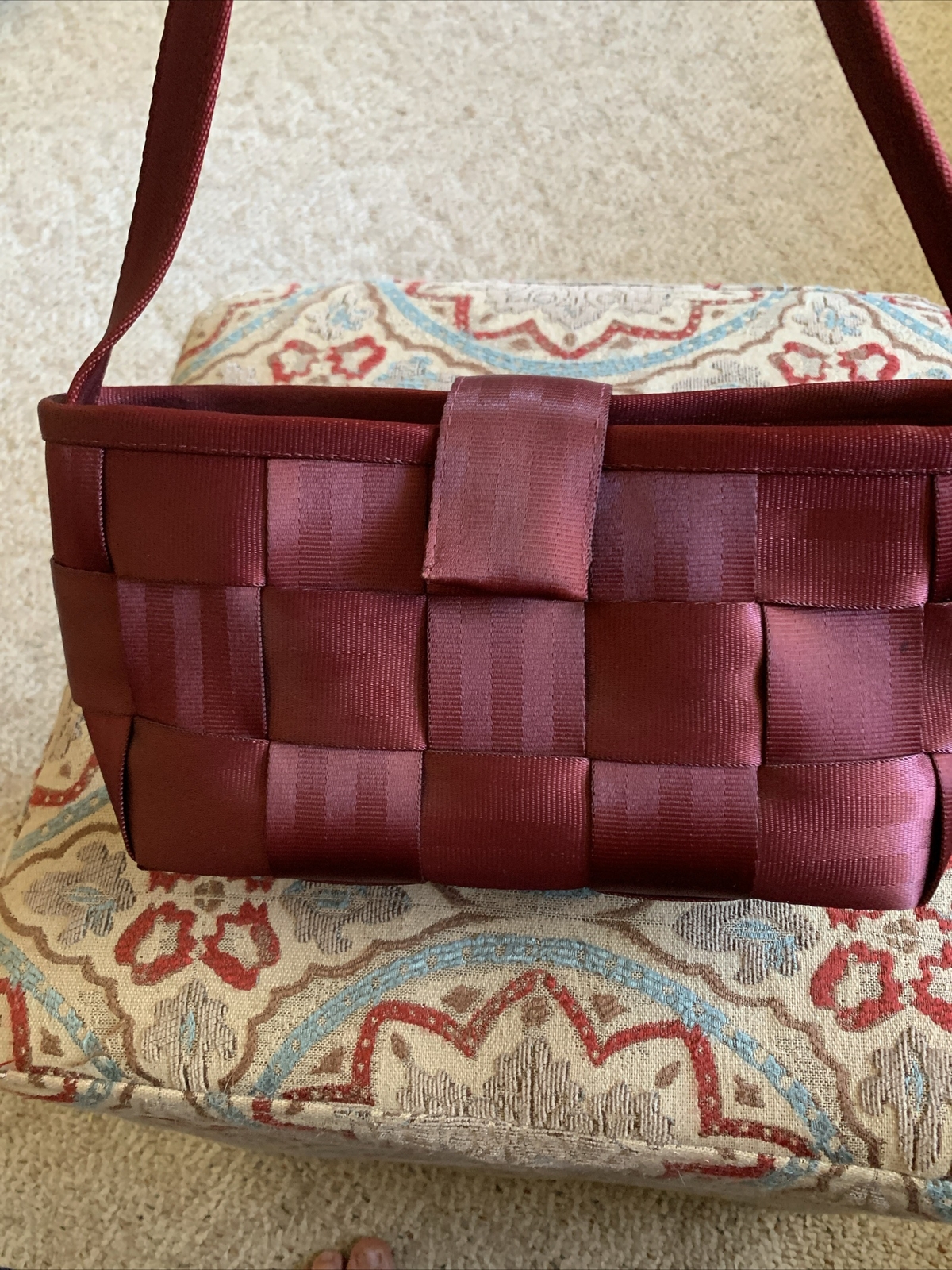 Harveys Original Seatbelt Bag Woven Satchel Bag Dark Raspberry USA
