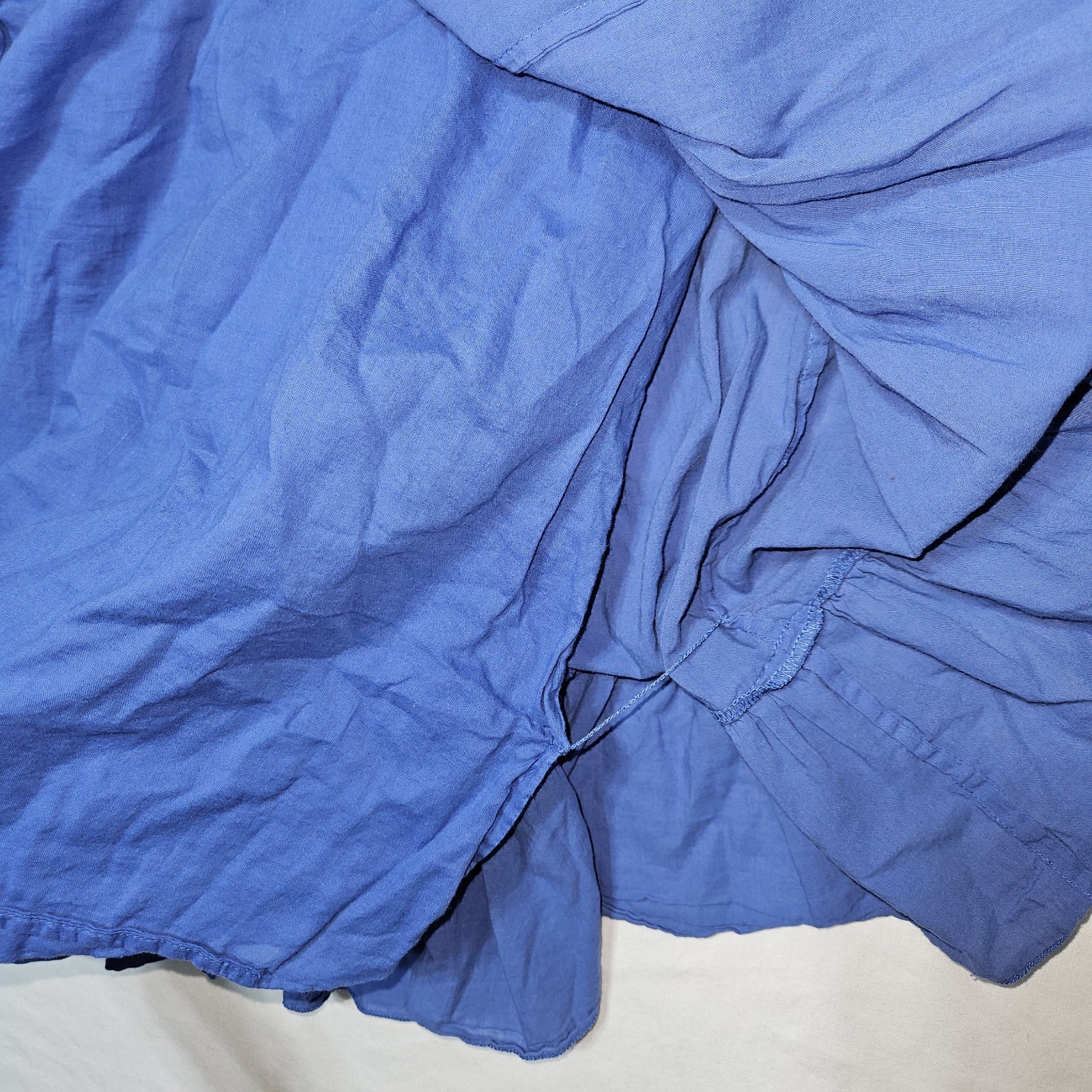 GAP Blue Gauze Cotton Tiered Ruffle Mini Skirt Pleated Pockets Women XL Boho