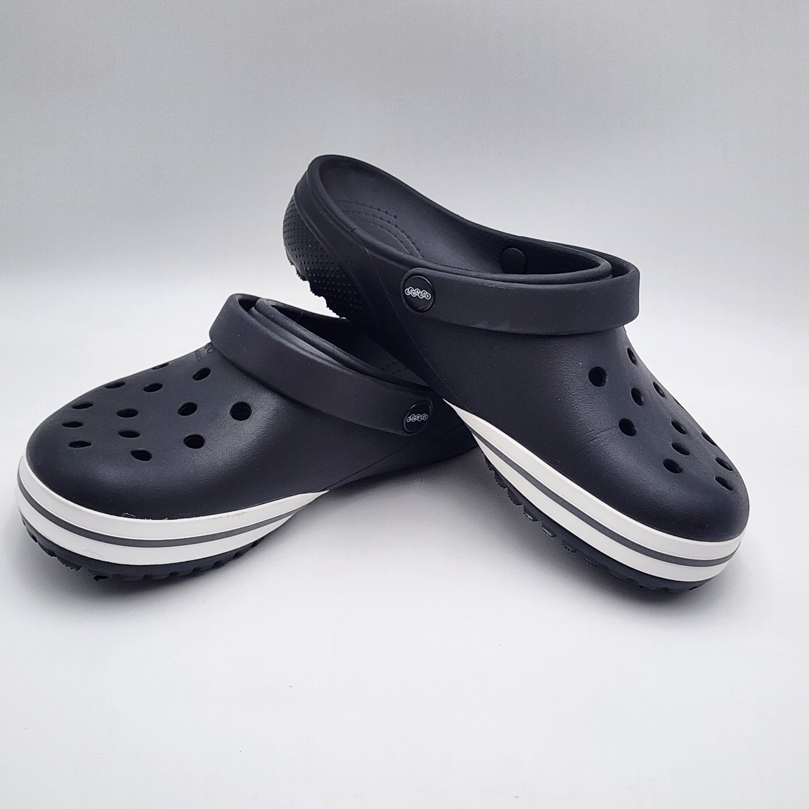 Jibbitz By Crocs Unisex Kilby Clogs Shoes Black White Slip On Perforated W 9 M 7