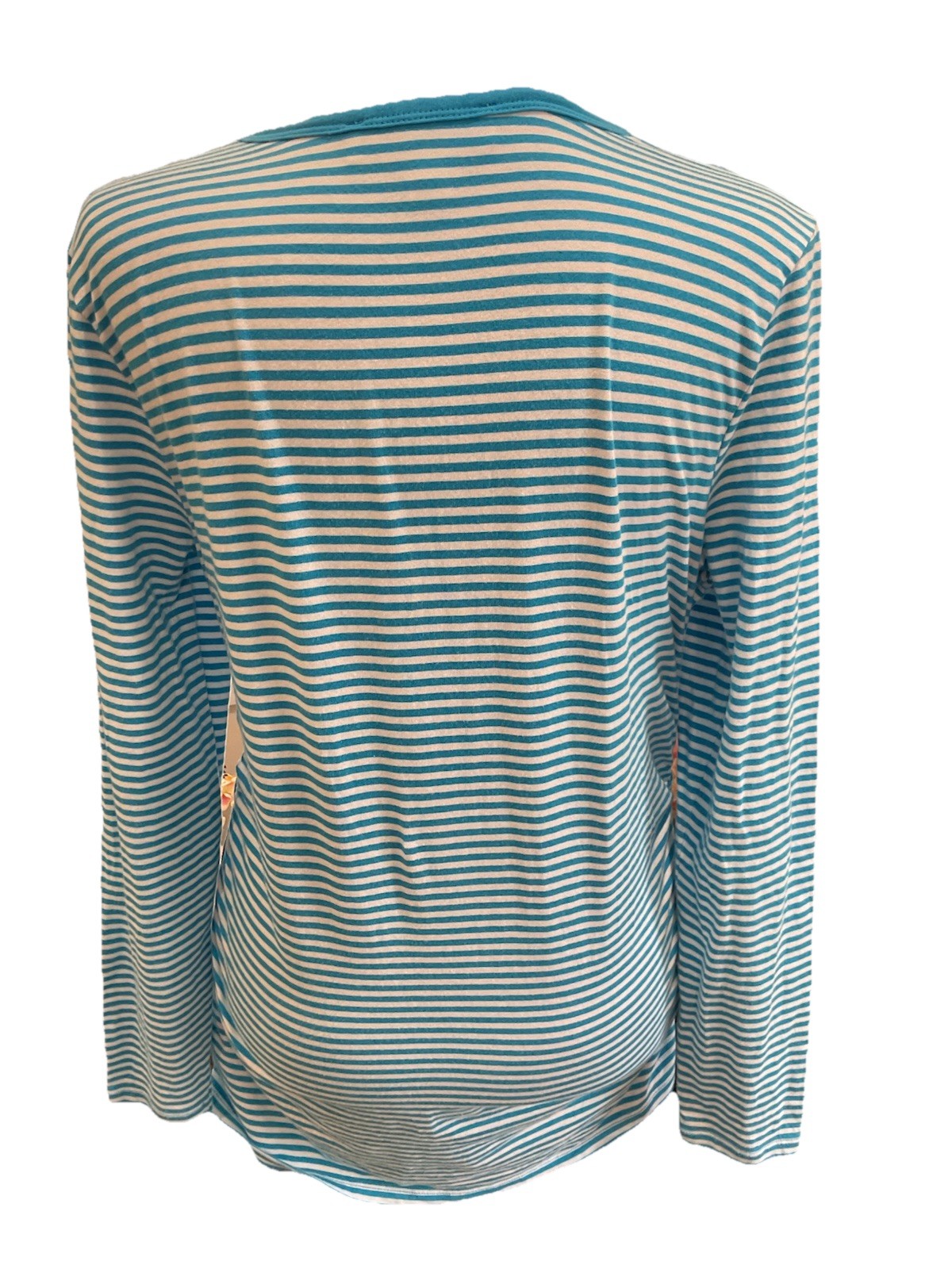 Michael Kors Turquoise And White Striped Tunic Long Slvs Zipper Up One Side PL