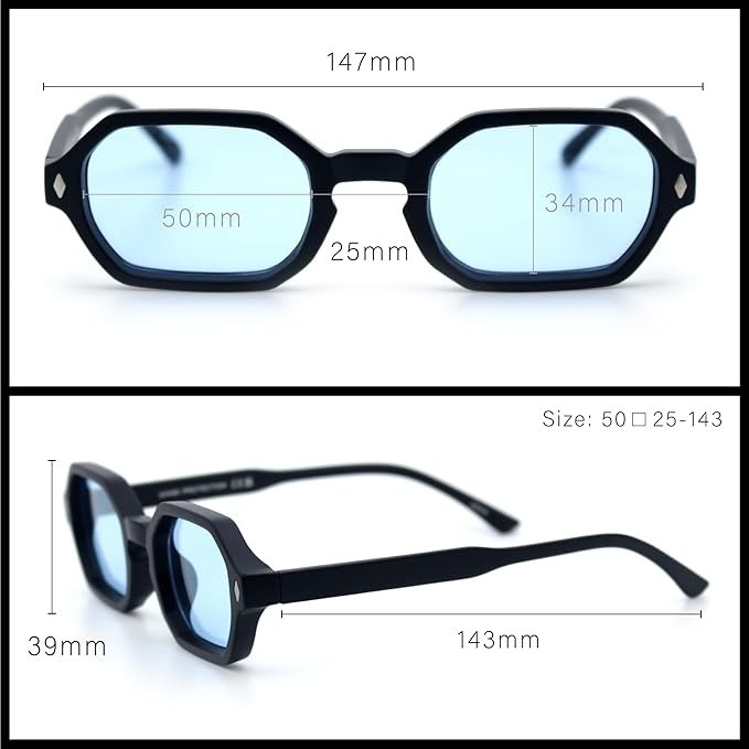 SA106 Retro Octagon Thick Frame Sunglasses Geometric Bold Small Frame UV400