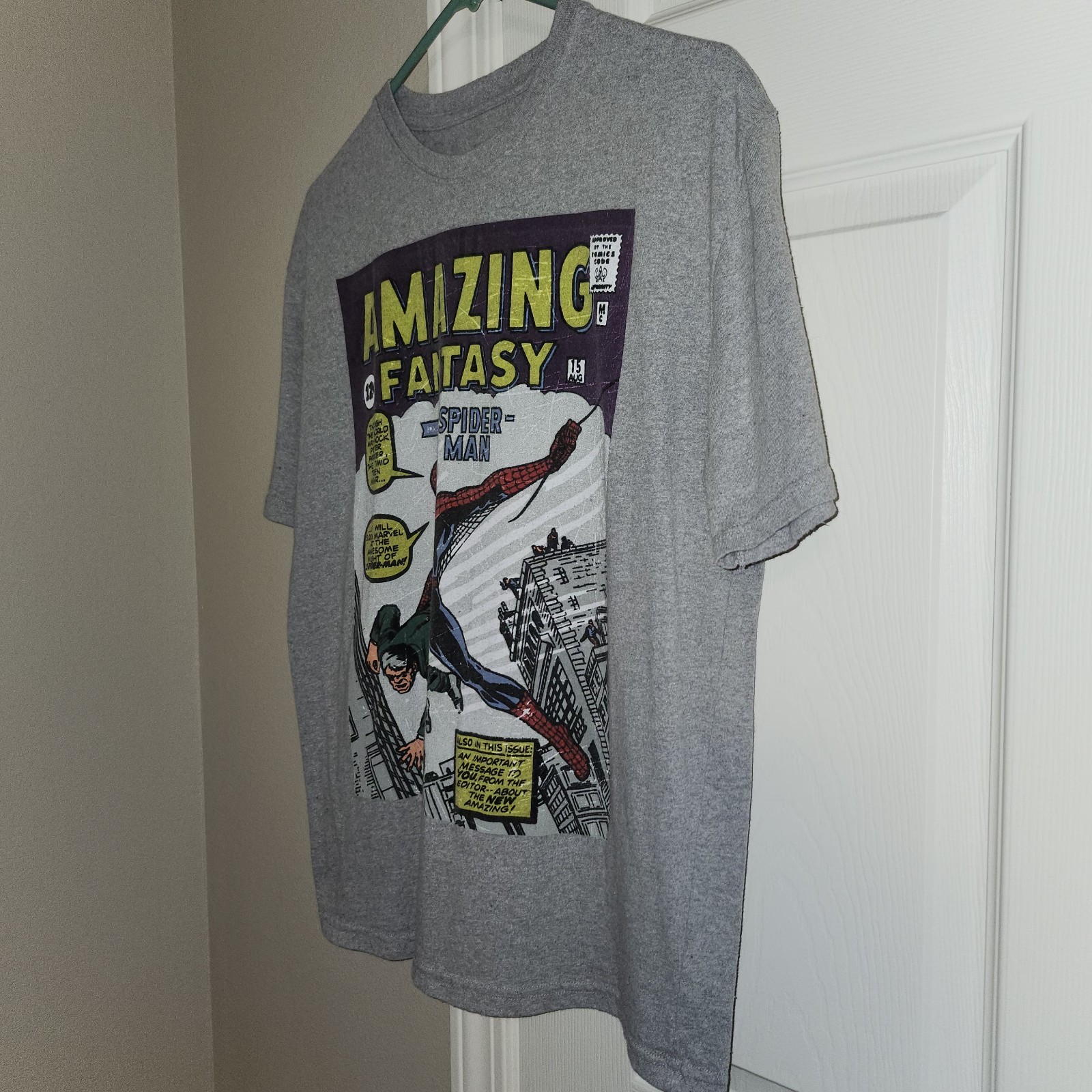 Marvel Spider-Man Comic Book Cover Amazing Fantasy 12 Cents Print T-Shirt, Sz L