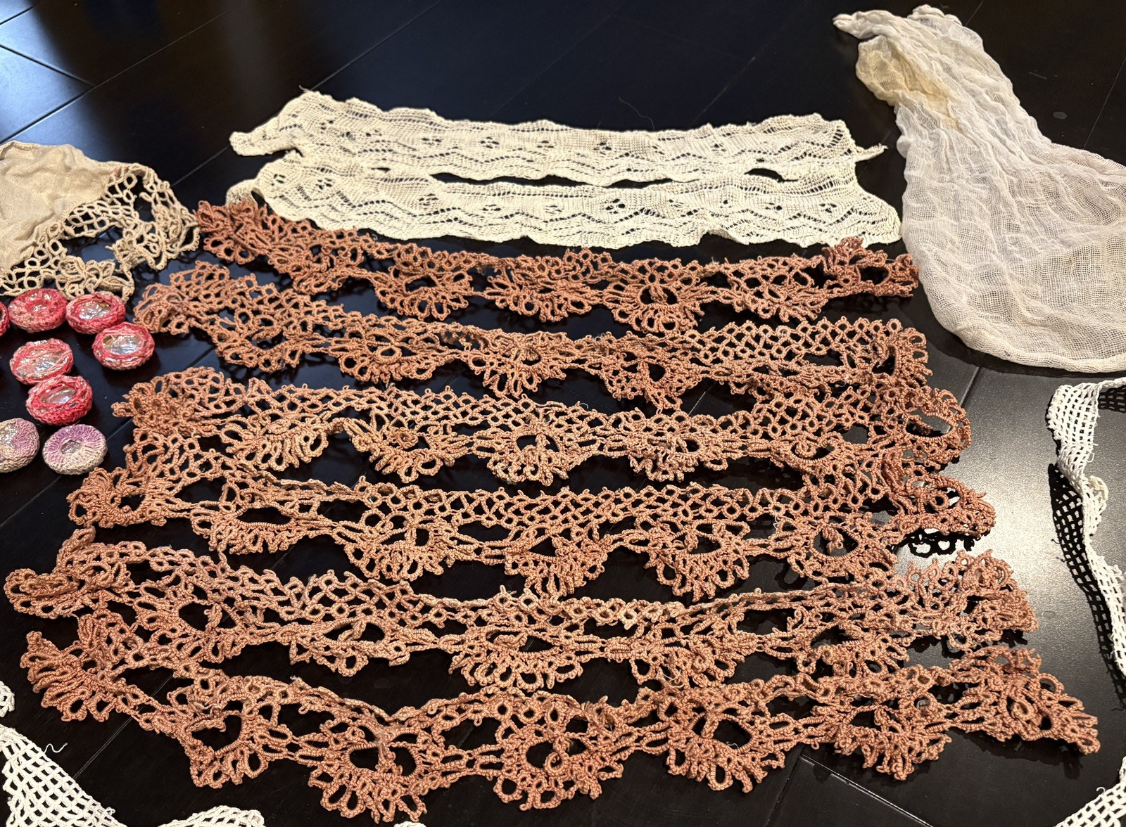 Vintage Hand Tatted Lace Trim Lot Handmade Crochet Sewing Ephemera Estate