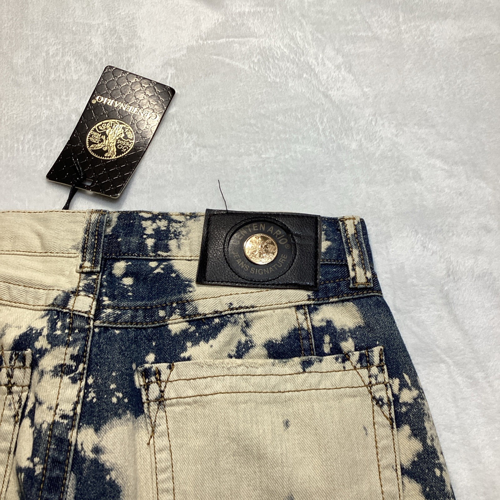 Centenario Men’s Distressed Moto Jeans Size 30×30 Acid Wash Biker Denim