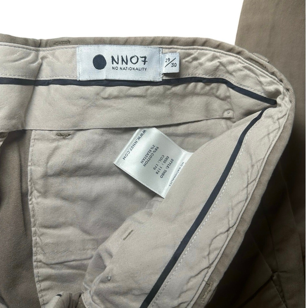 NN07 Men’s Beige Khaki Stretch Cotton Pants 29/30 Scandinavian Chino Straight