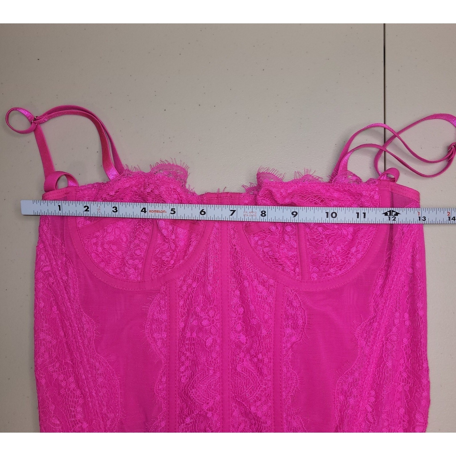 Womens Bustier Corset Top Lingerie Neon Pink Size Medium Underwire Adjustable