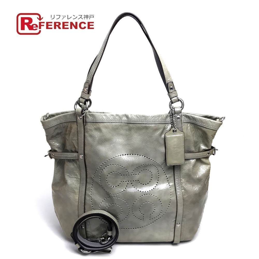 COACH 17065 Tote Bag Men’s Patent Andy Cinched Shoulder Bag Patent Leather