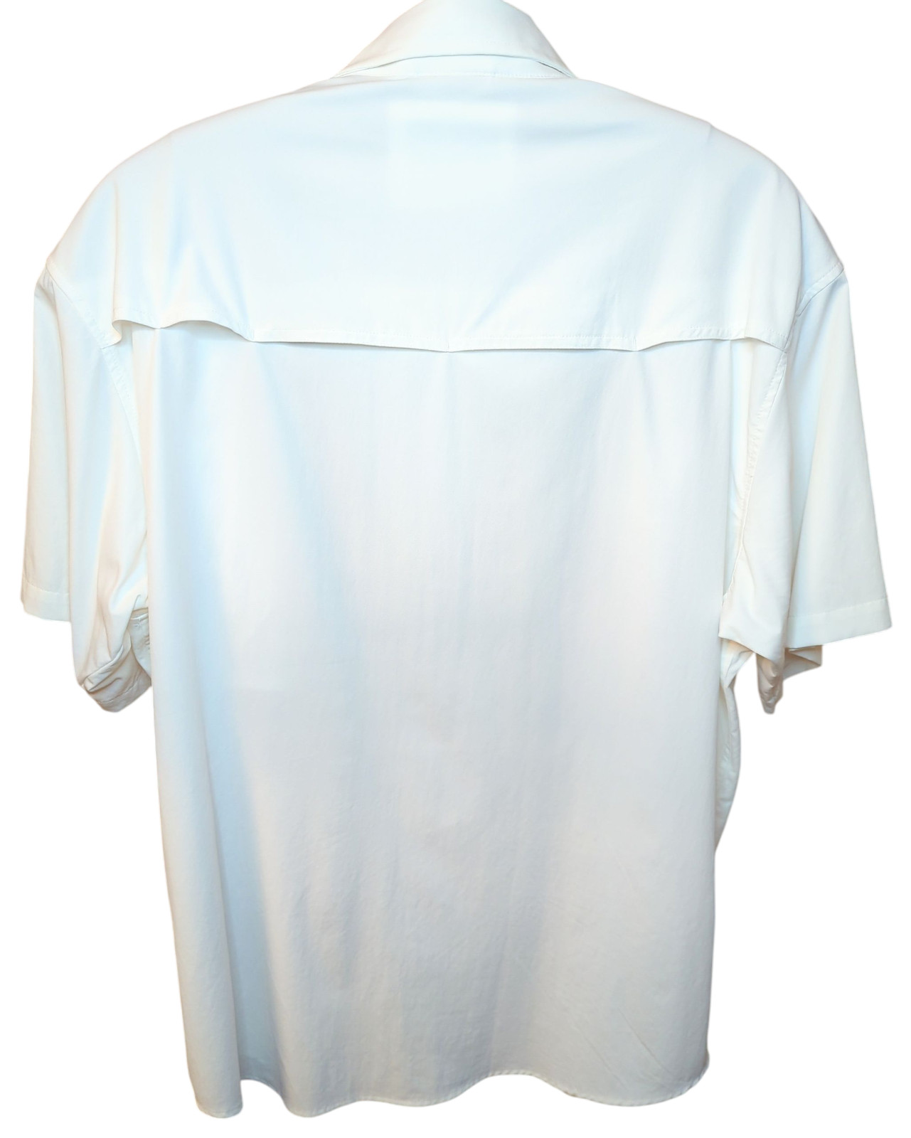 PONCHO Outdoors Vented Button Up Shirt Magnetic Mens LARGE White Comanche Logo