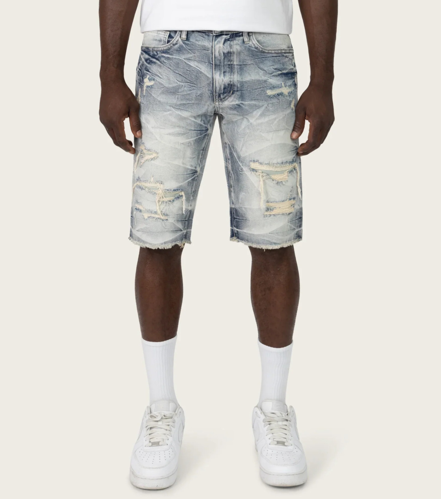 *NEW* Men Smoke Rise 12″ Slim Essential Jean Shorts FARLEY BLUE (JS24109) 👍