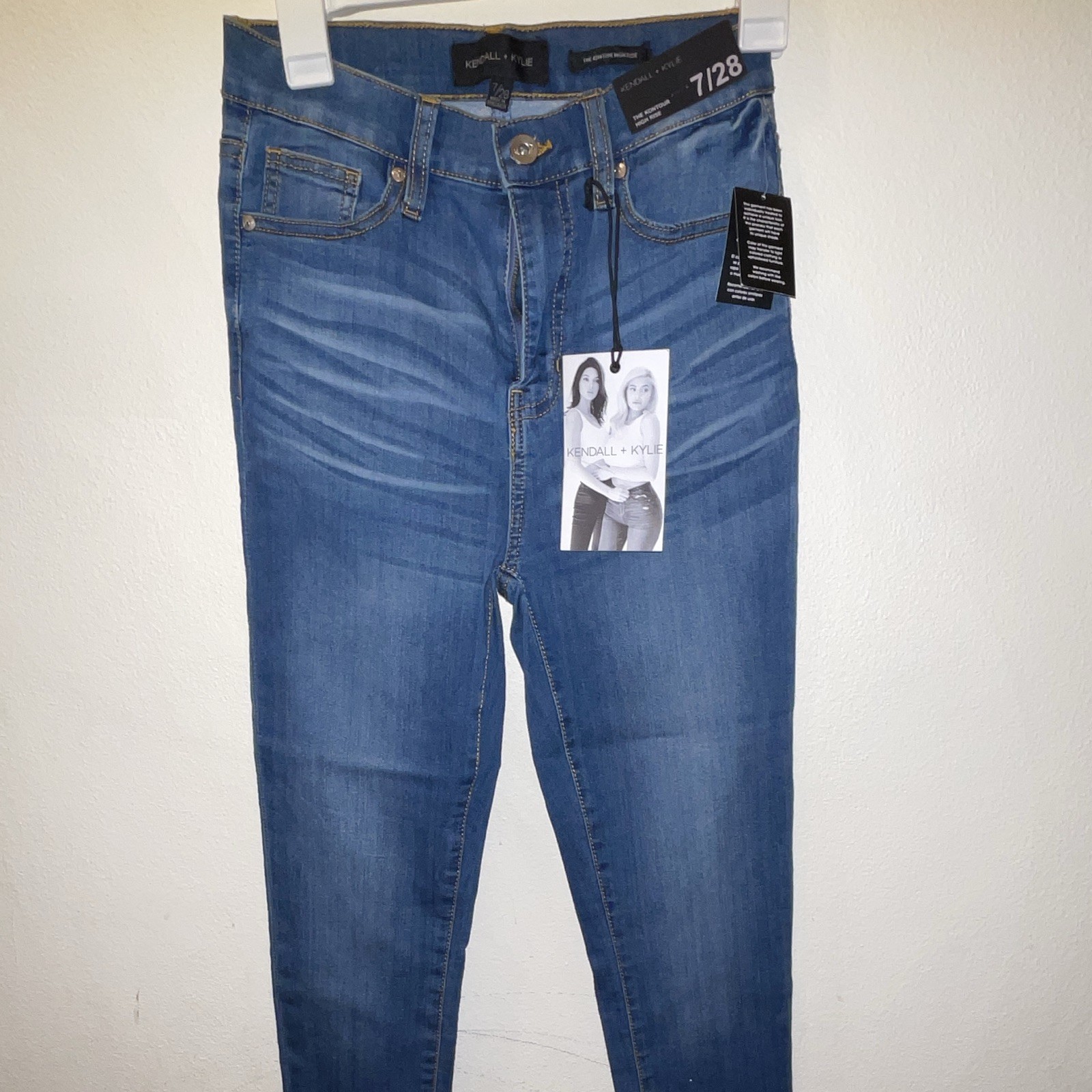 Kendall + Kylie Womens Blue Medium Wash High Rise Skinny Stretch Jeans 7/28