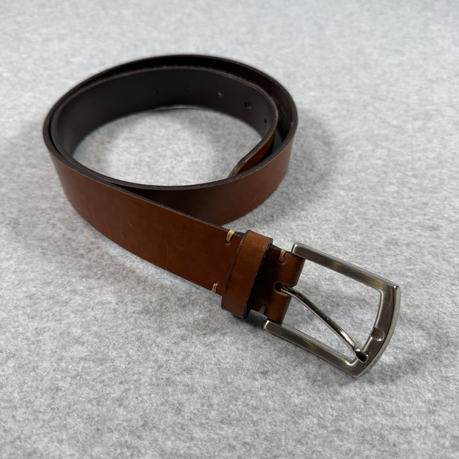 Miguel Bellido Belt Mens 32 Brown LeatherSilver Buckle 1.25″ Wide Spain