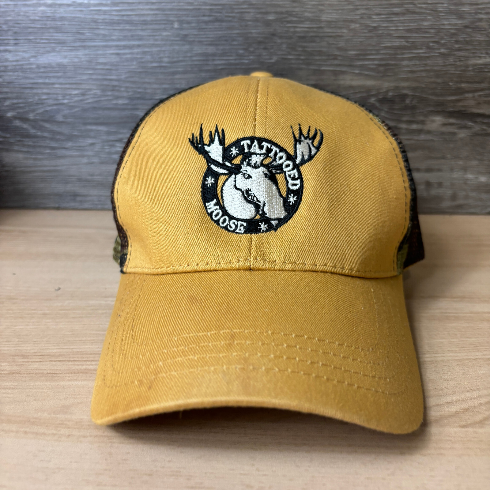 Tattooed Moose Hat Cap Strap Back Black Yellow One Size Adjustable
