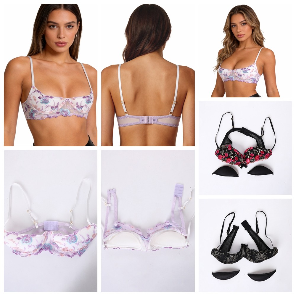 US Women Open Breast Cup Split Bralette Nightwear Hollow Cage Bra Tops Padded
