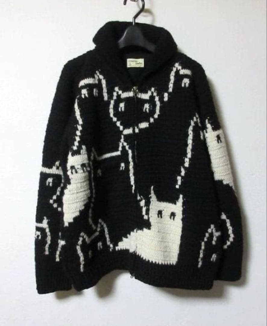 Authentic niche. Wool Black Coatigan Pre Owned Very Good Condition Japan