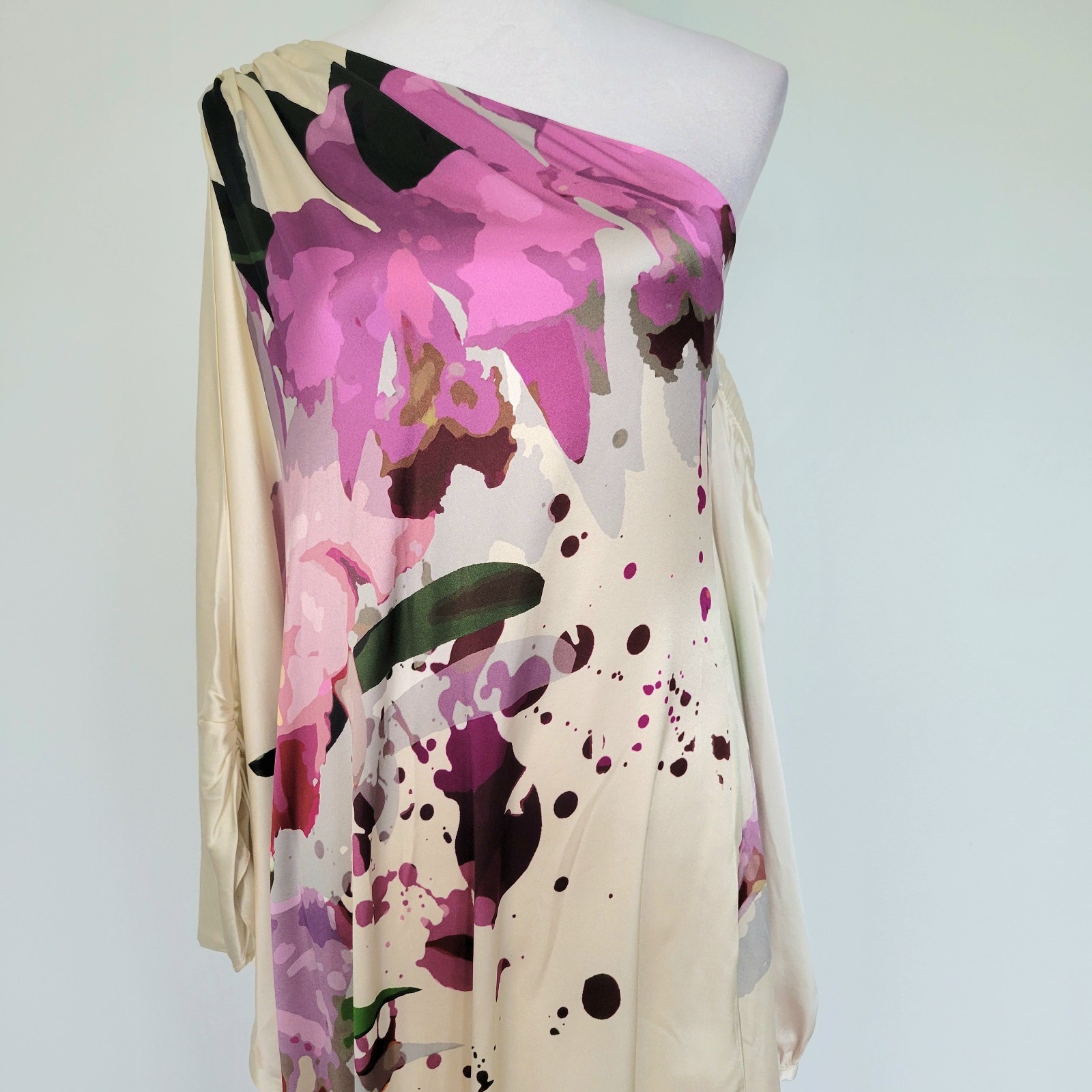 NWT $1,600 SILVIA TCHERASSI Silk Chiara Floral Draped Dress Fushia Garden Medium