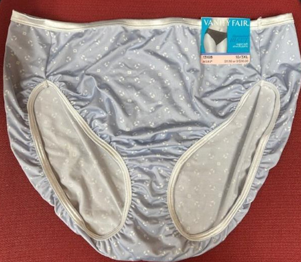 4 pairs VANITY FAIR Illumination 13108 HI-CUT Panties Light Blue PRINT Sz 10 3xl