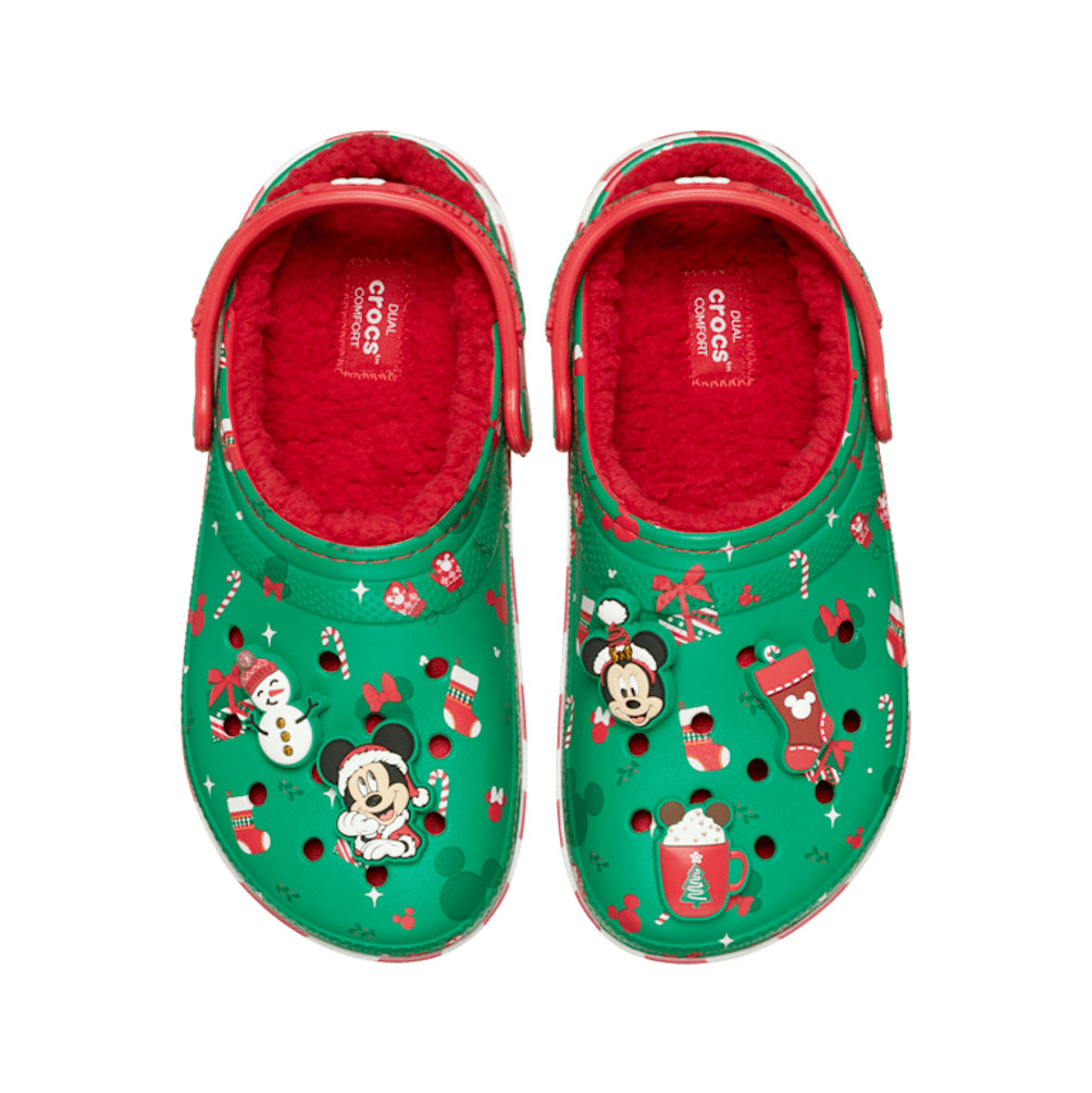 NEW CROCS Mickey Holiday Lined Classic Clog 210813 MULTI RED GREEN