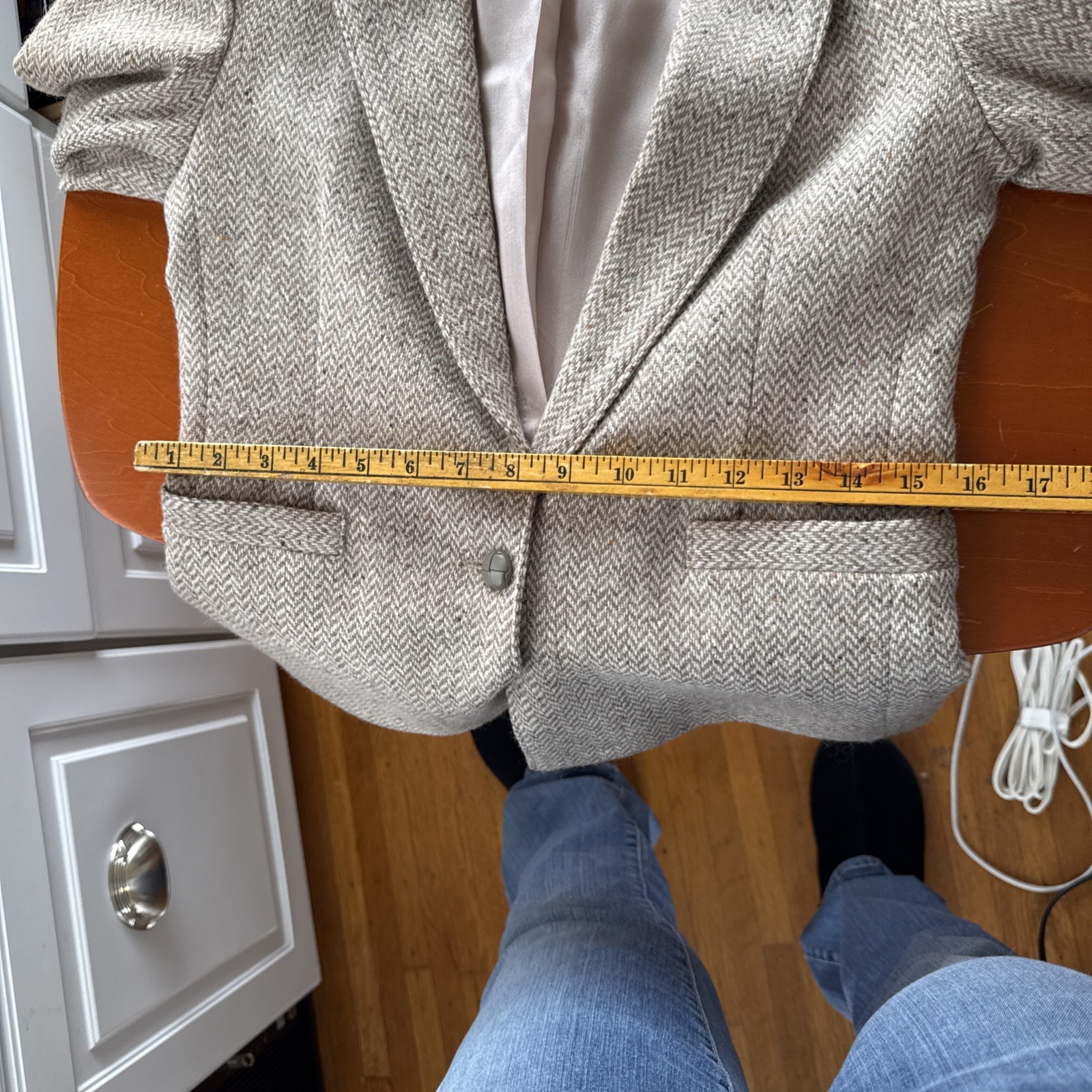 bagatelle blazer Elbow Patches TWEED Tan Brown & Gray 100% Wool 1970’s Preppy