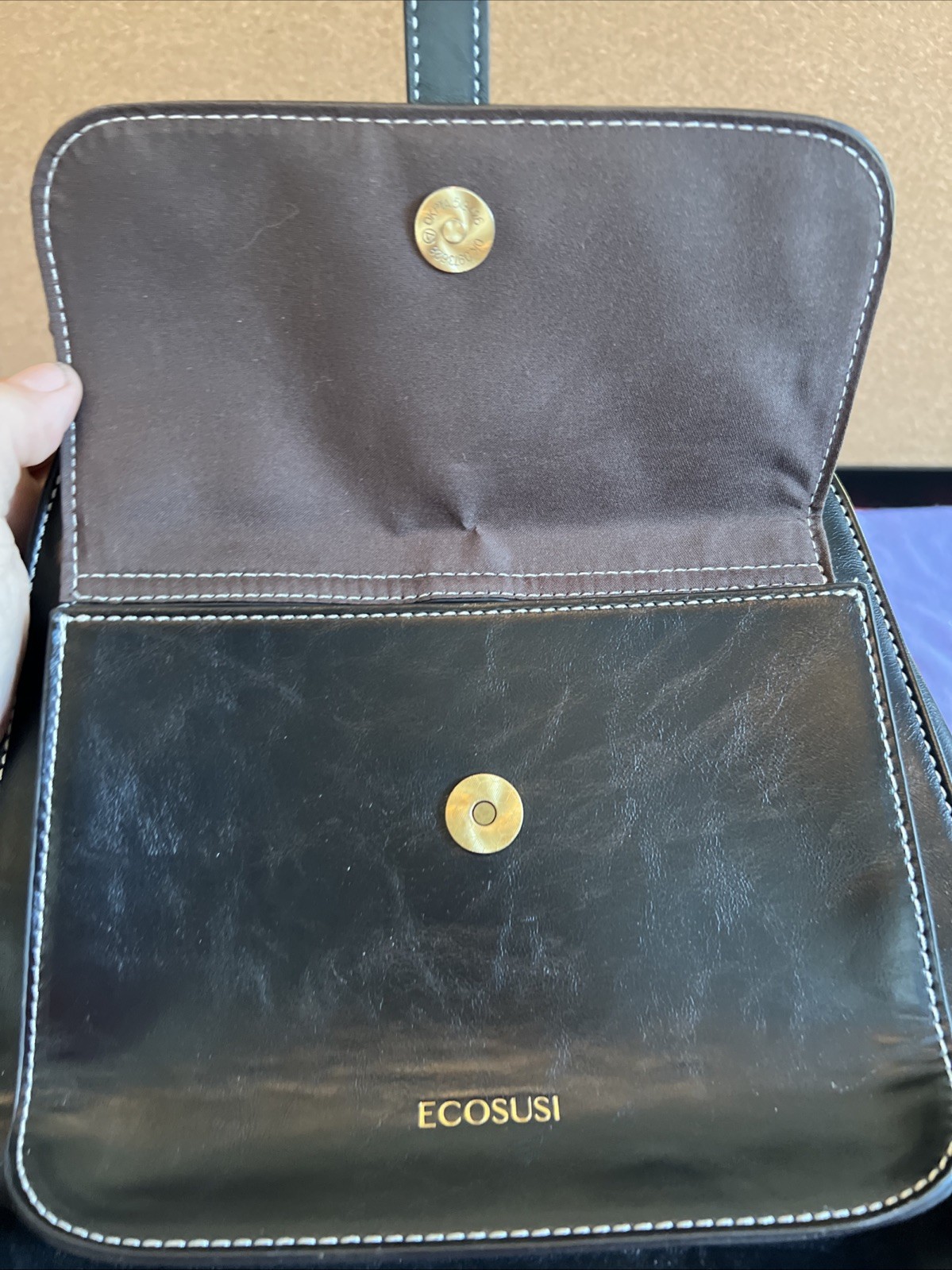 ECOSUSI Black Faux Leather Backpack Satchel Excellent Condition!