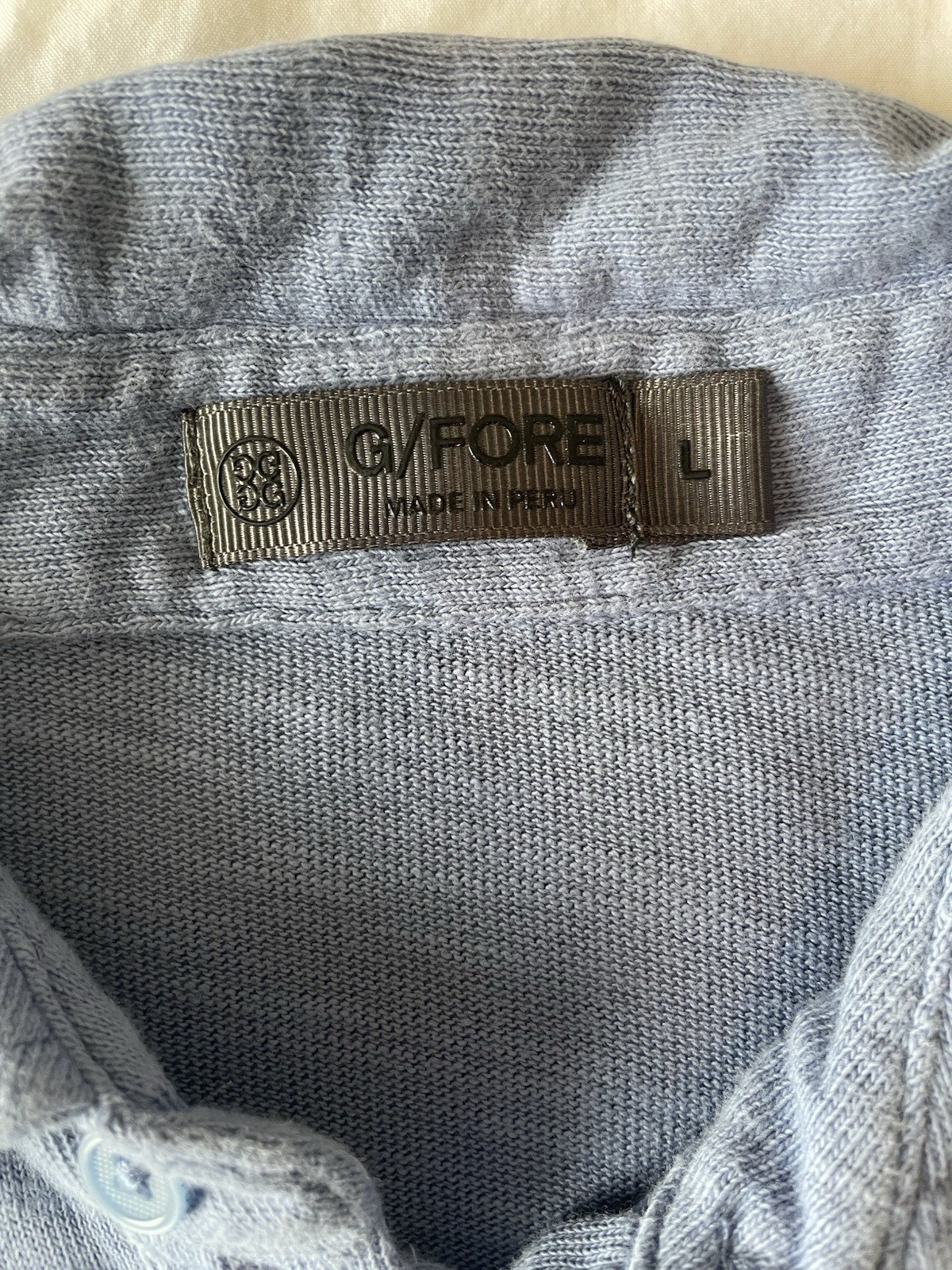 GFORE Mens Clubhouse Cotton Golf Polo Shirt L Large Blue Heathered Slub G4MF22K1