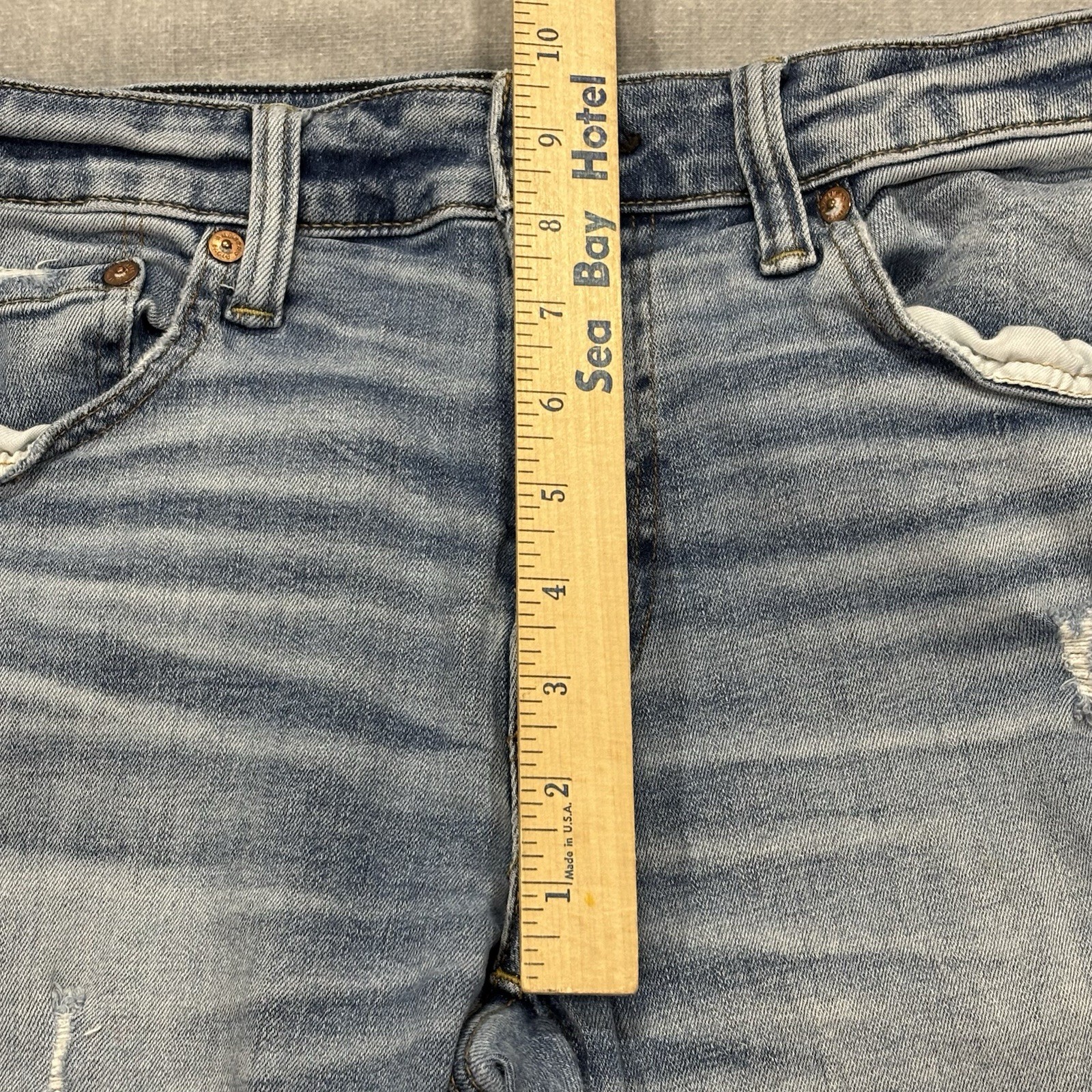 American Eagle Air Flex Original Boot Jeans Mens 30×31 Blue Distressed Denim