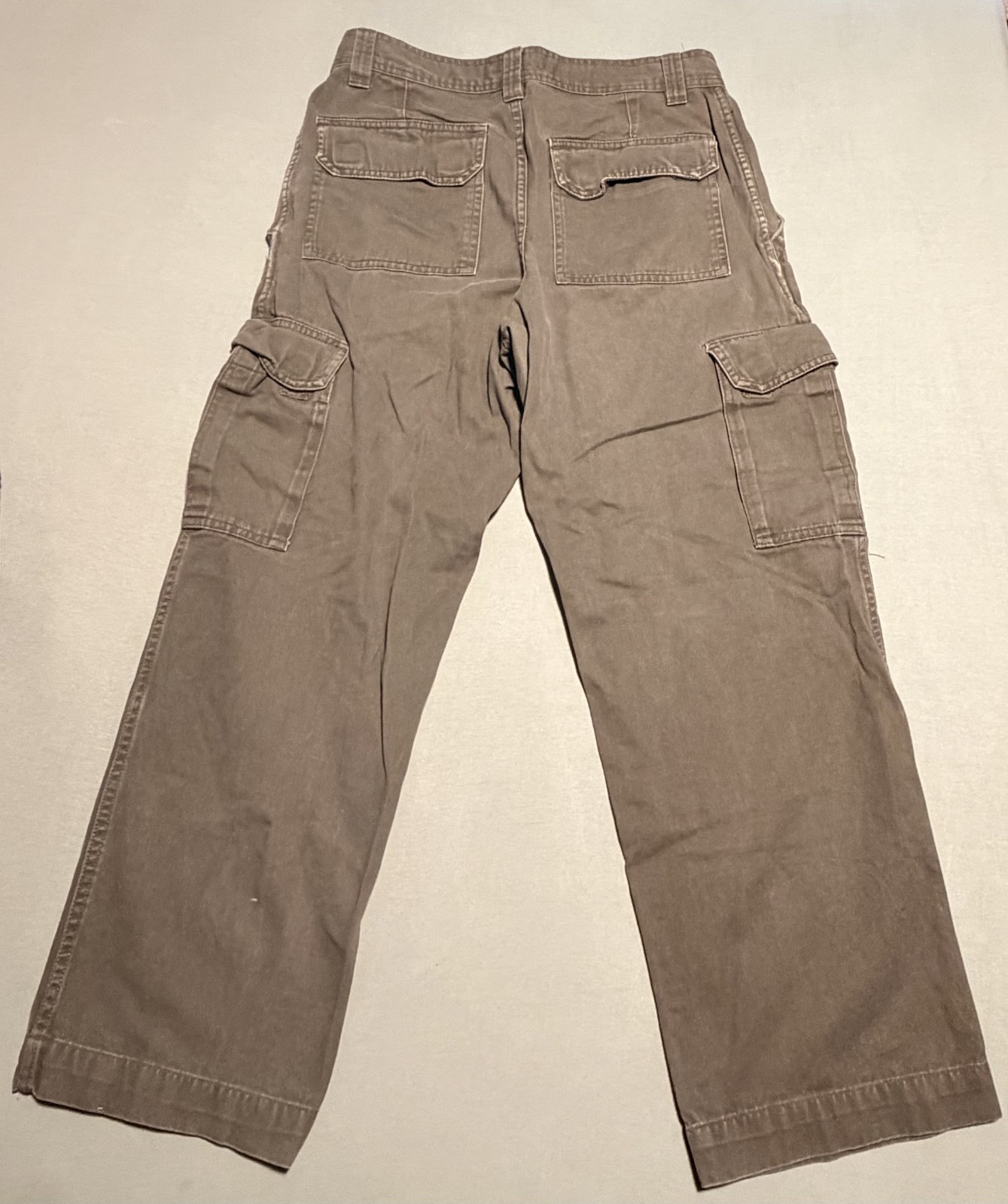Basic Editions 30Wx29L Olive Green Cargo Pants Mens Casual Vintage Style