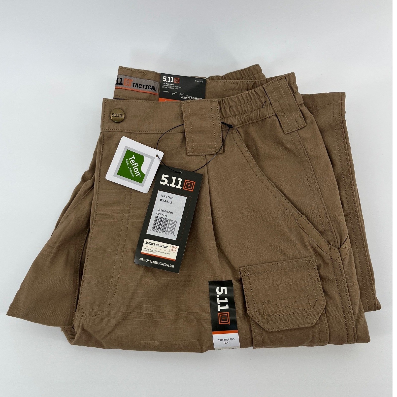 5.11 Tactical Taclite Pro Pant Mens 34×32 Coyote Brown Ripstop Cargo 74273