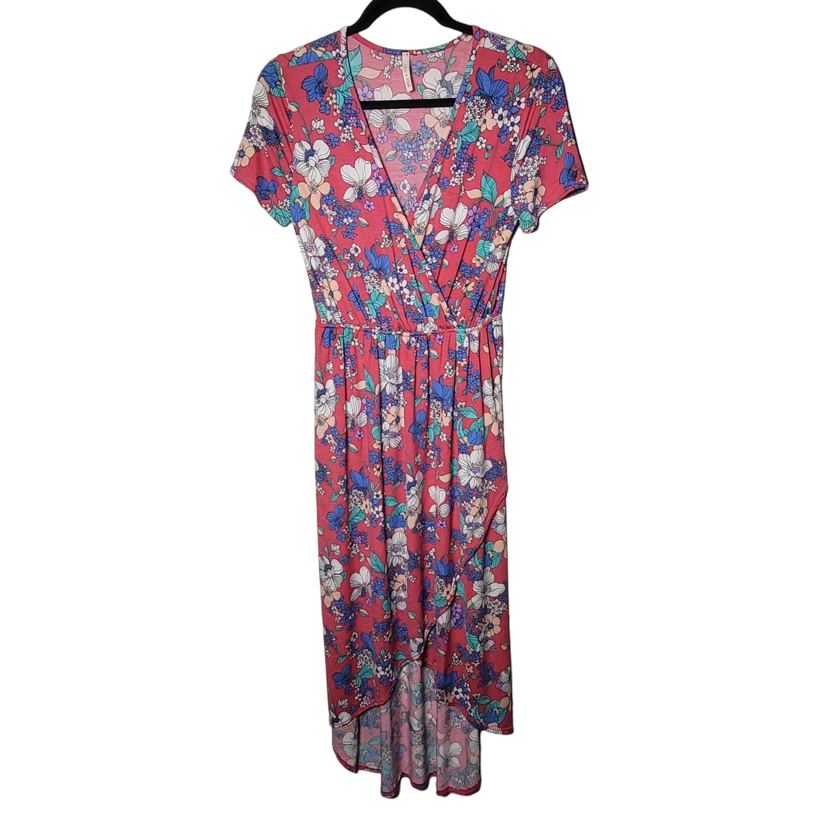 Lime n Chili Womens Faux Wrap Floral High Low Maxi Dress Size Small Boho Stretch