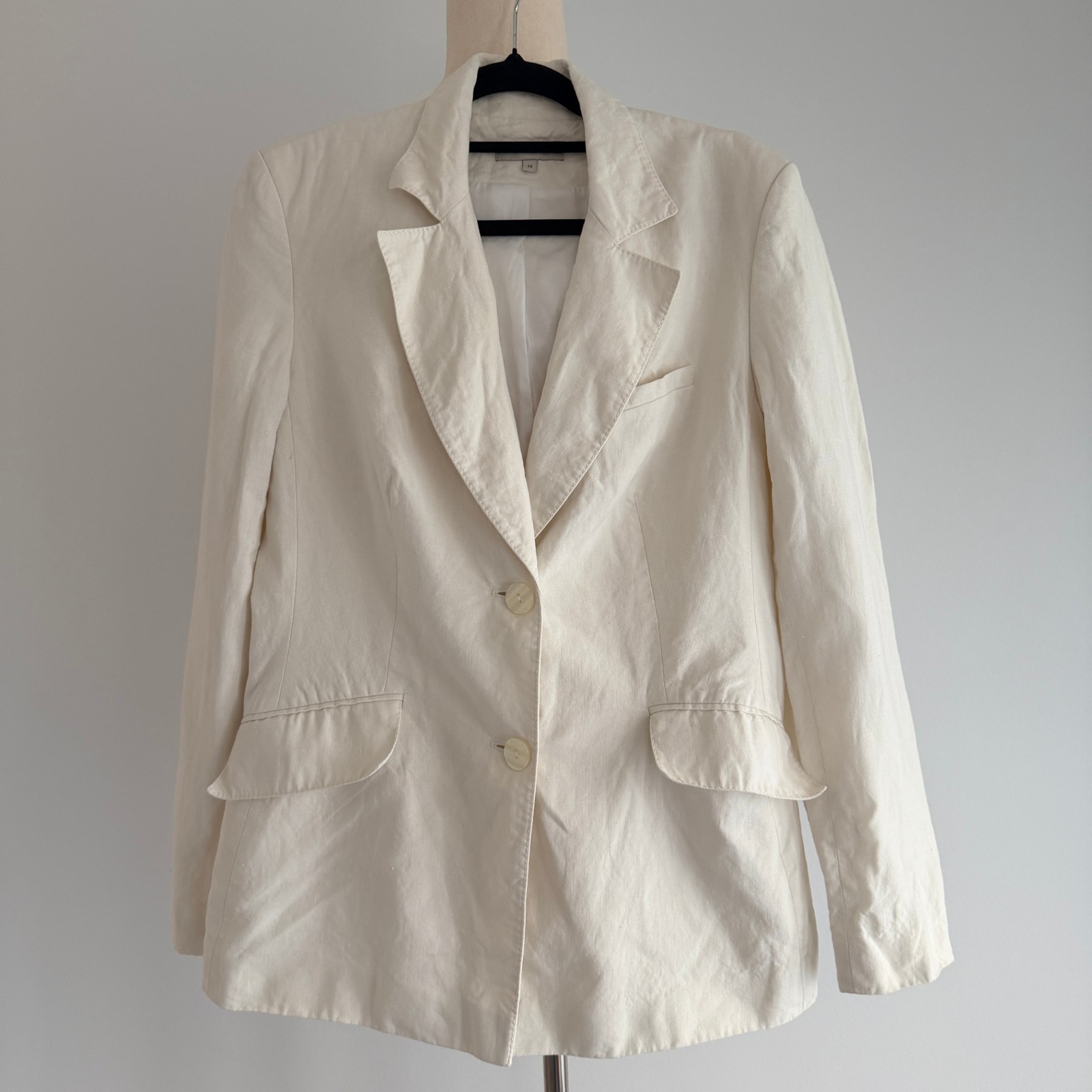 Designers at Debenhams John Rocha Cream Linen Blazer Minimalist Tailoring Size 1