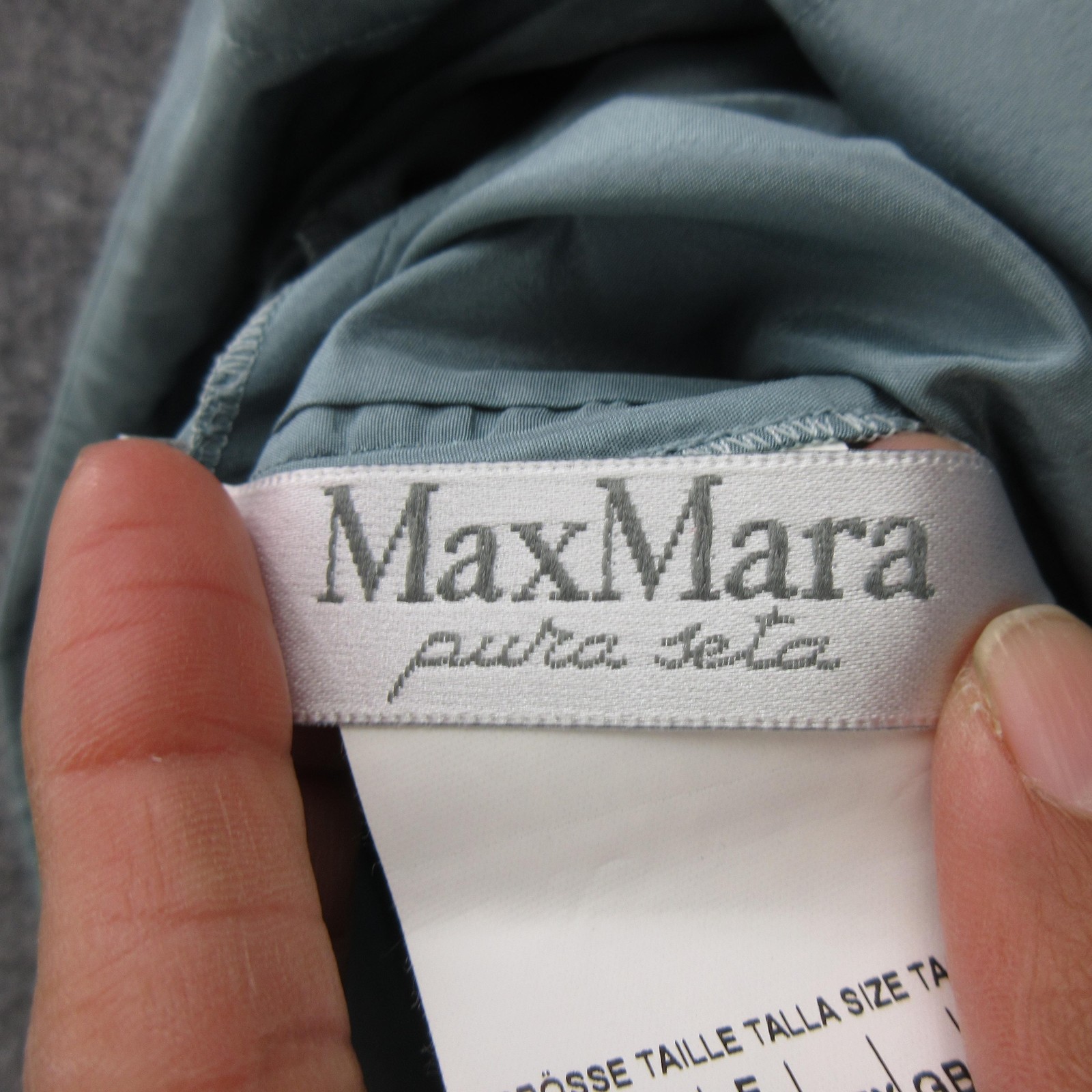 Max Mara Coat Womens 8 Green Silk Taffeta Trench Belted Tie 3/4 Sleeve Italy