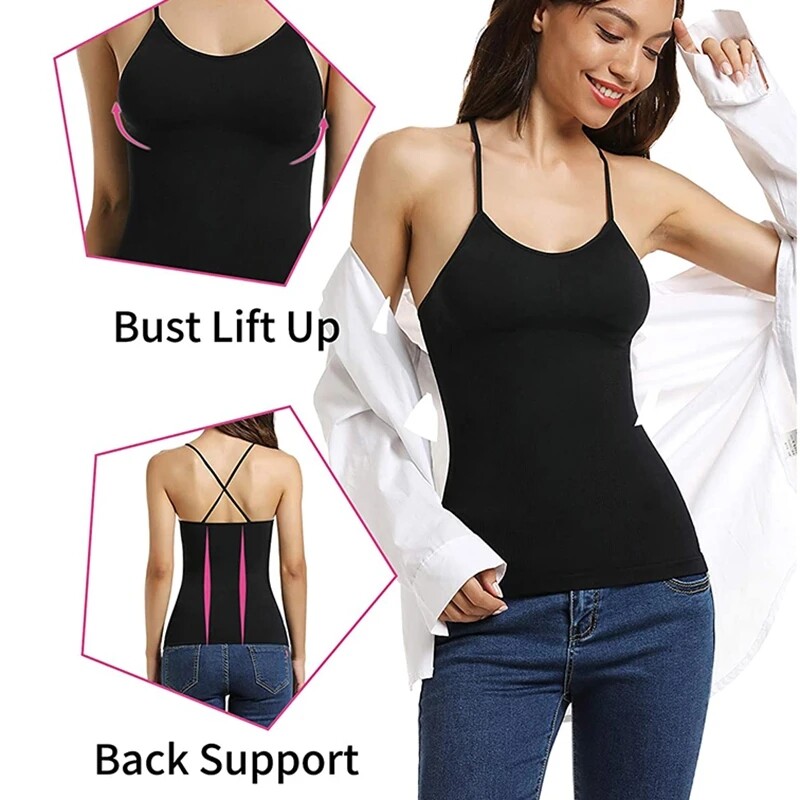 Women Tummy Control Seamless Shaping Camisole Seamless Body Shaper Slim Cami Top