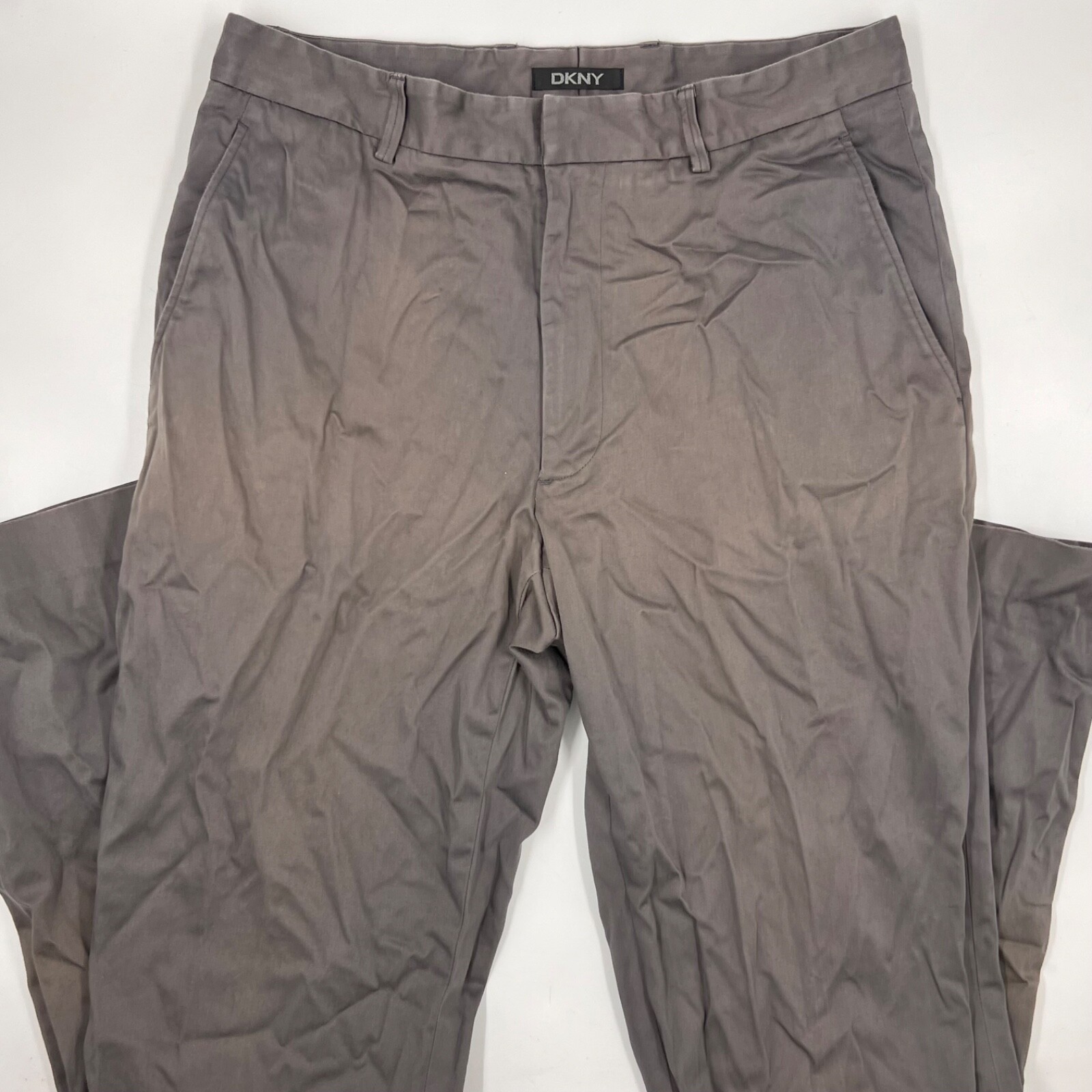 DKNY Mens Dress Pant Size 31 Brown Cotton Flat Front Straight Leg Relaxed